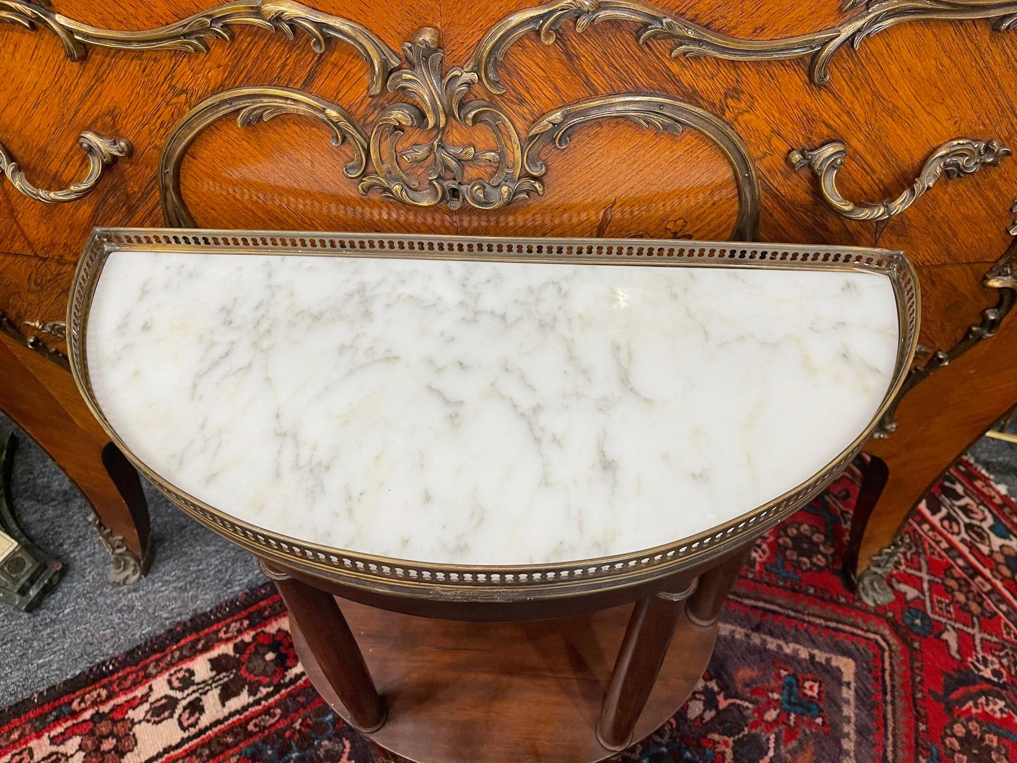 French Demilune or Console Table with a Marble Top, 19th Century 3