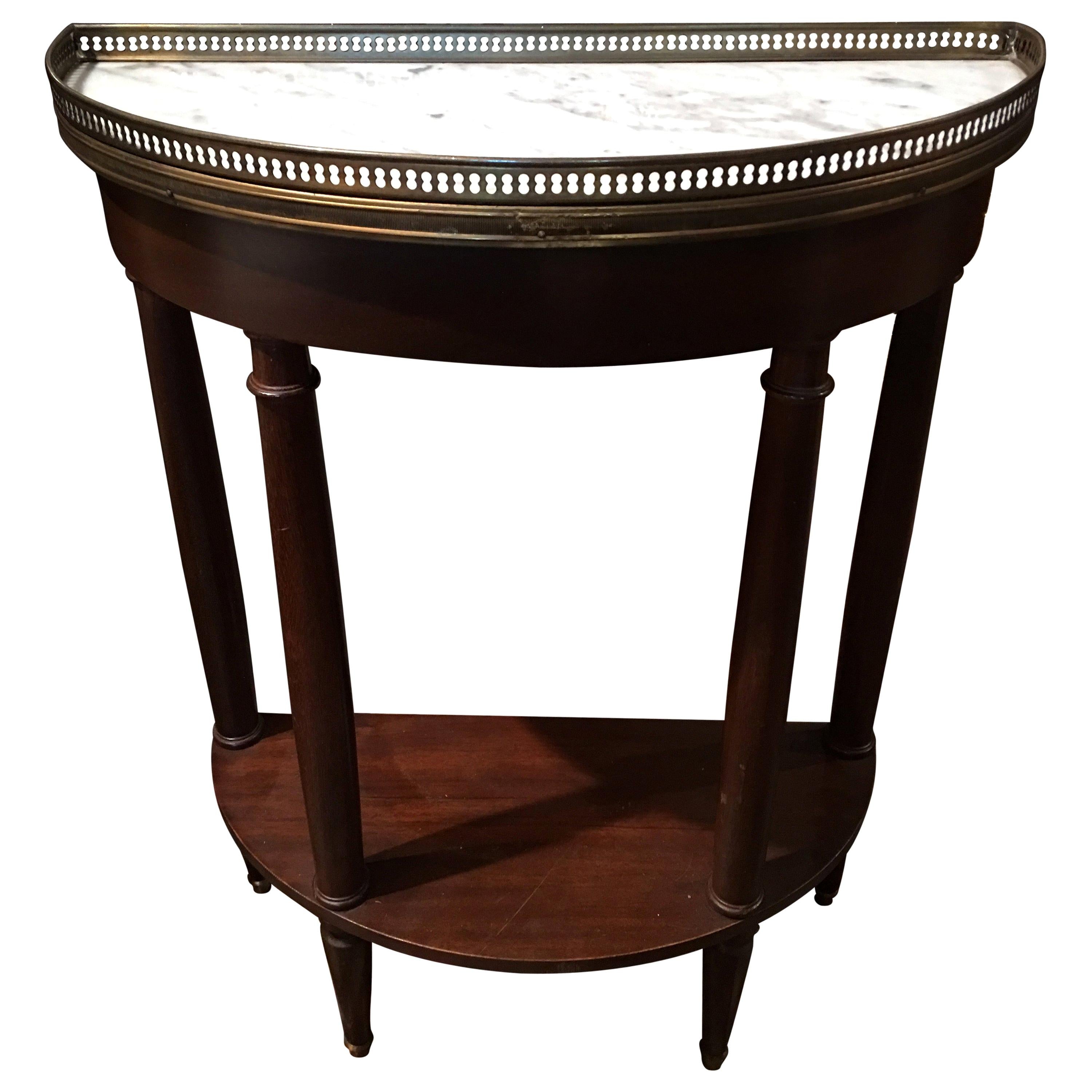 French Demilune or Console Table with a Marble Top, 19th Century