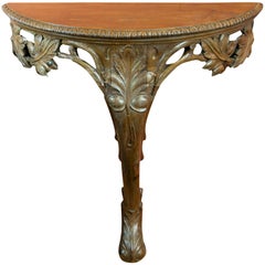 Antique French Demilune Pine Console Table