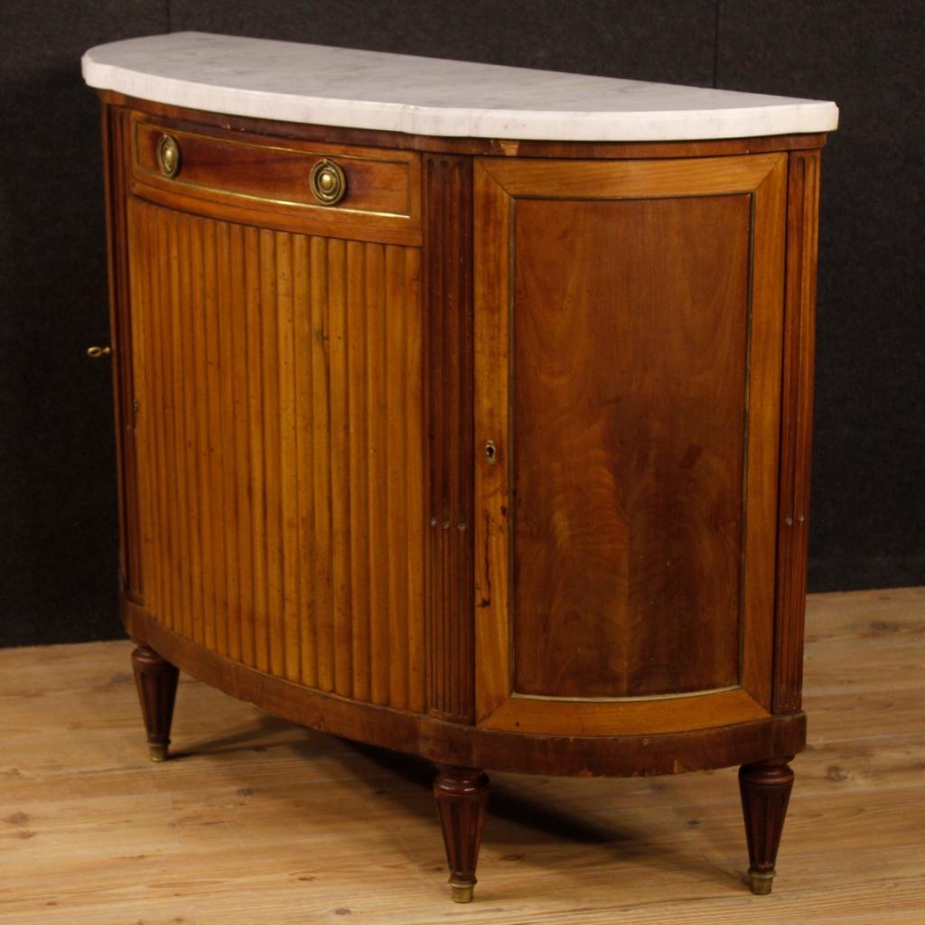 French Demilune Sideboard in Mahogany with Marble Top in Louis XVI Style 6