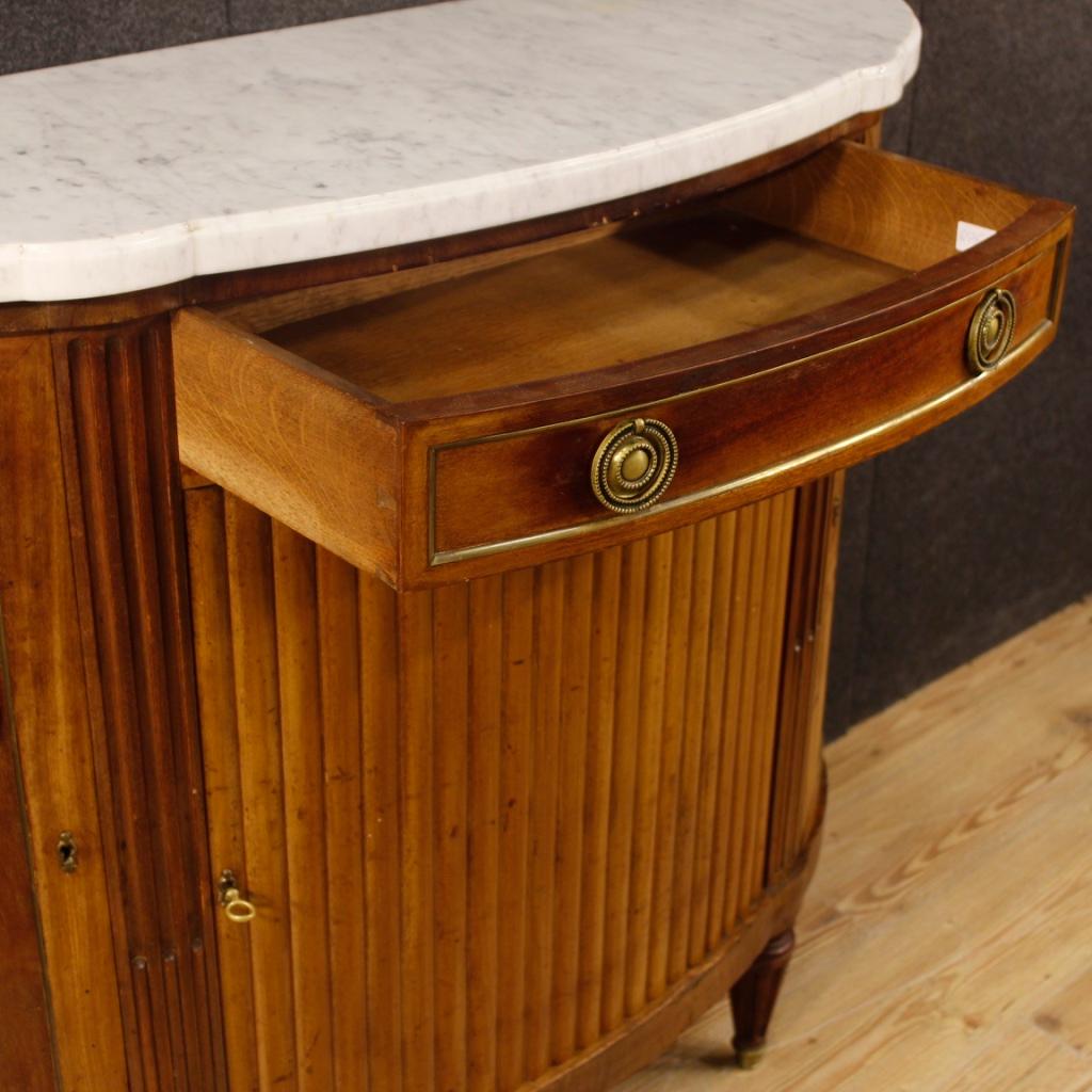 French Demilune Sideboard in Mahogany with Marble Top in Louis XVI Style In Good Condition In Vicoforte, Piedmont