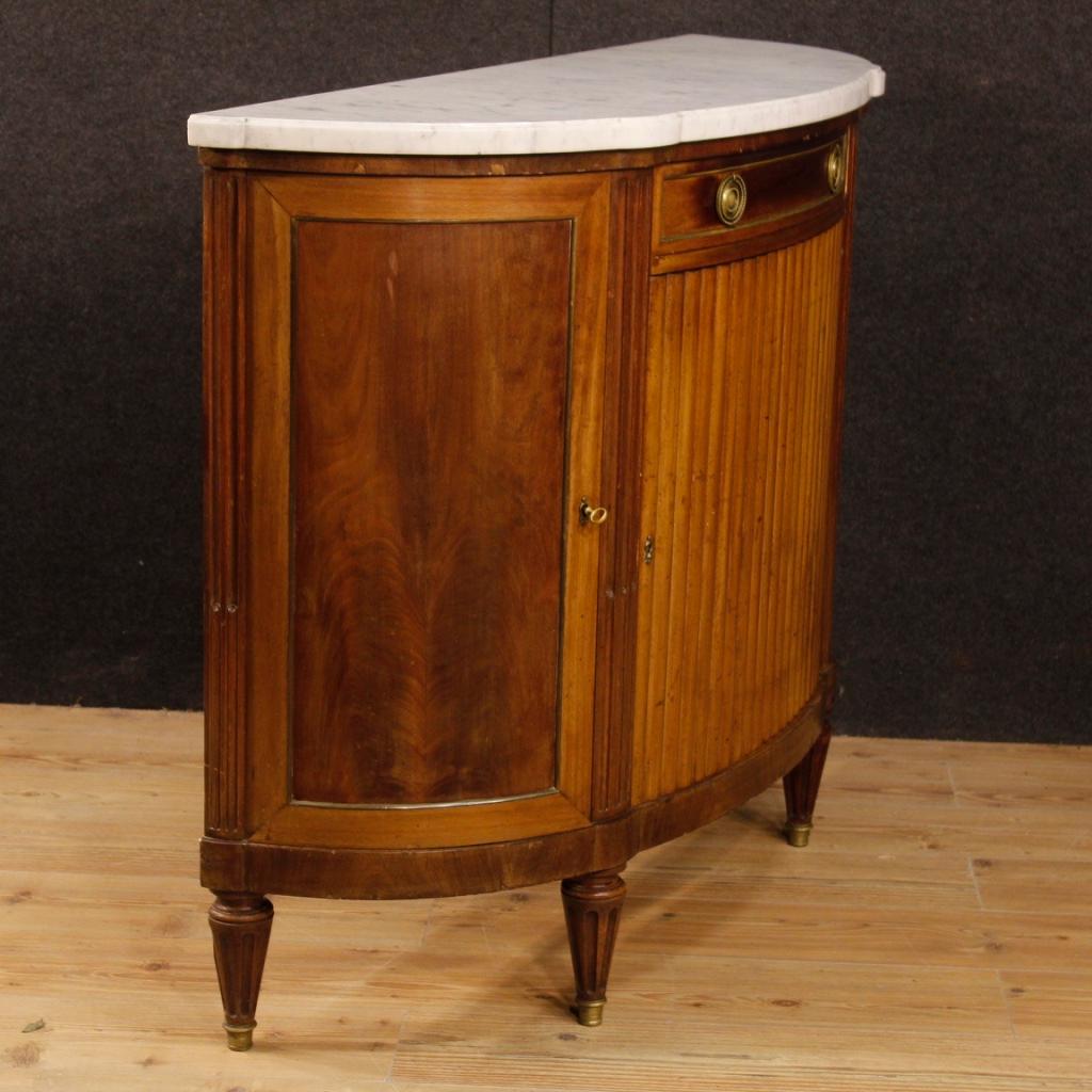 French Demilune Sideboard in Mahogany with Marble Top in Louis XVI Style 3