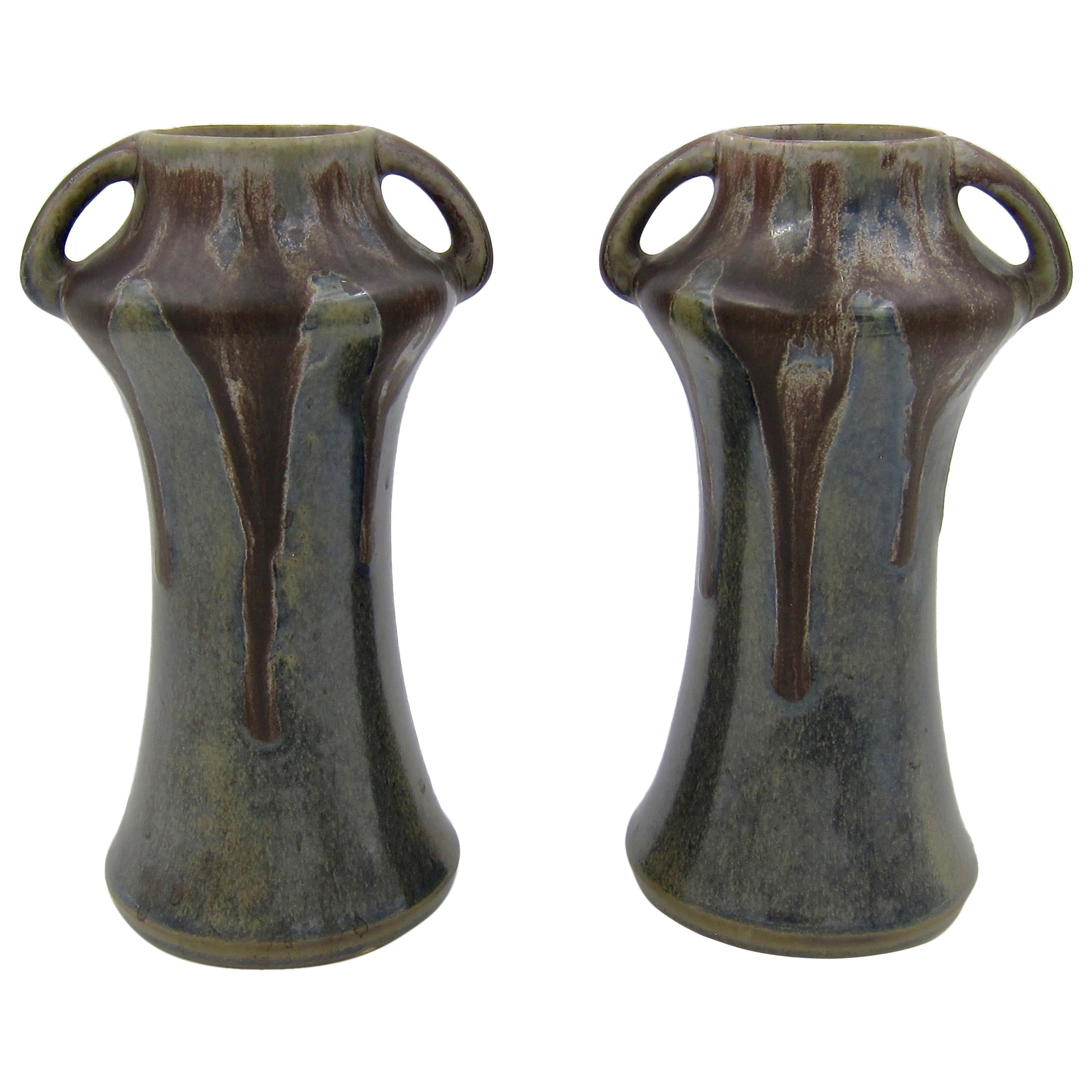 French Denbac Art Nouveau Vase Pair, circa 1930