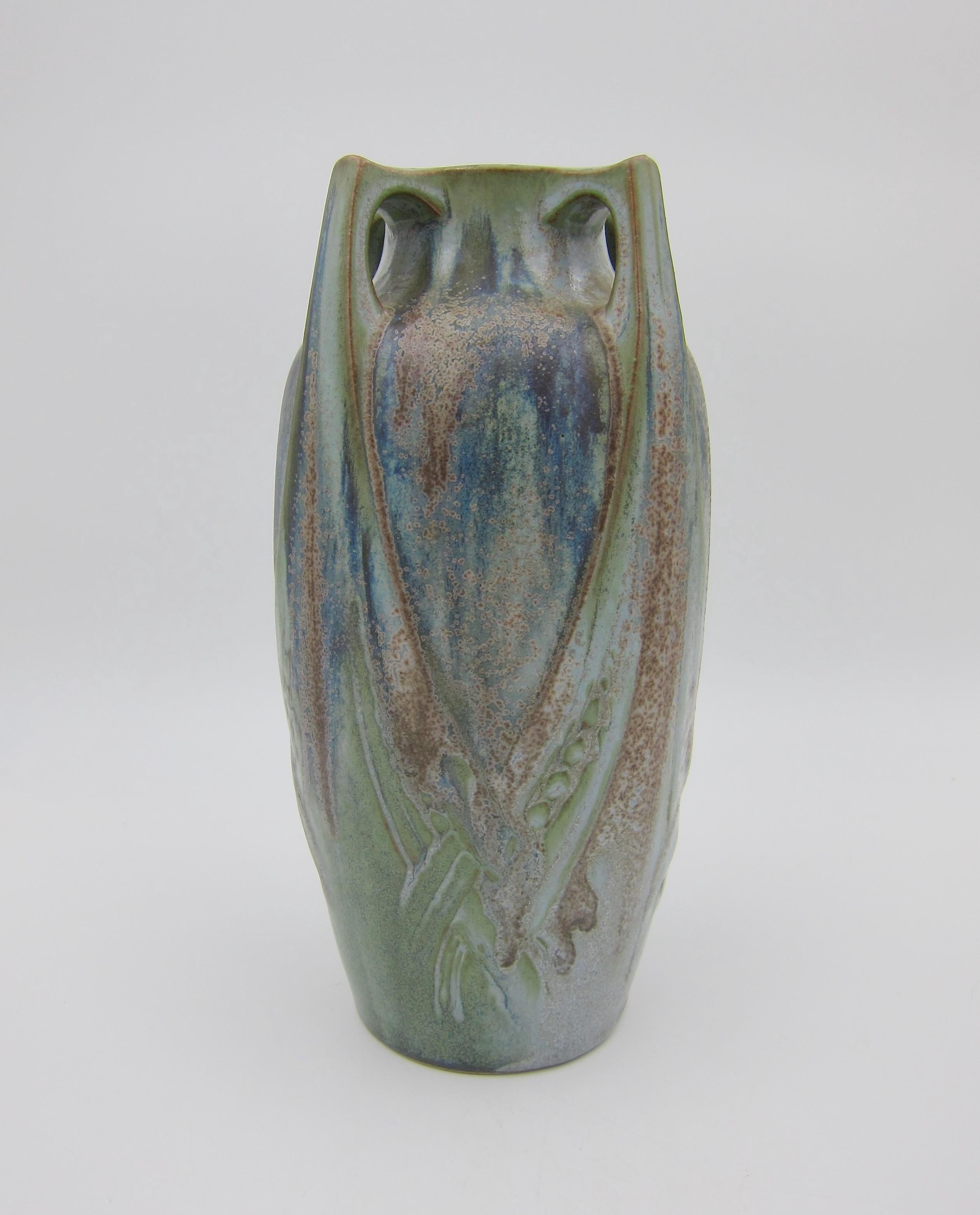 Vase Art nouveau français Denbac Gres Flammes avec glaçure cristalline 4