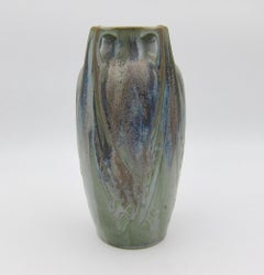 Vase Art nouveau français Denbac Gres Flammes avec glaçure cristalline
