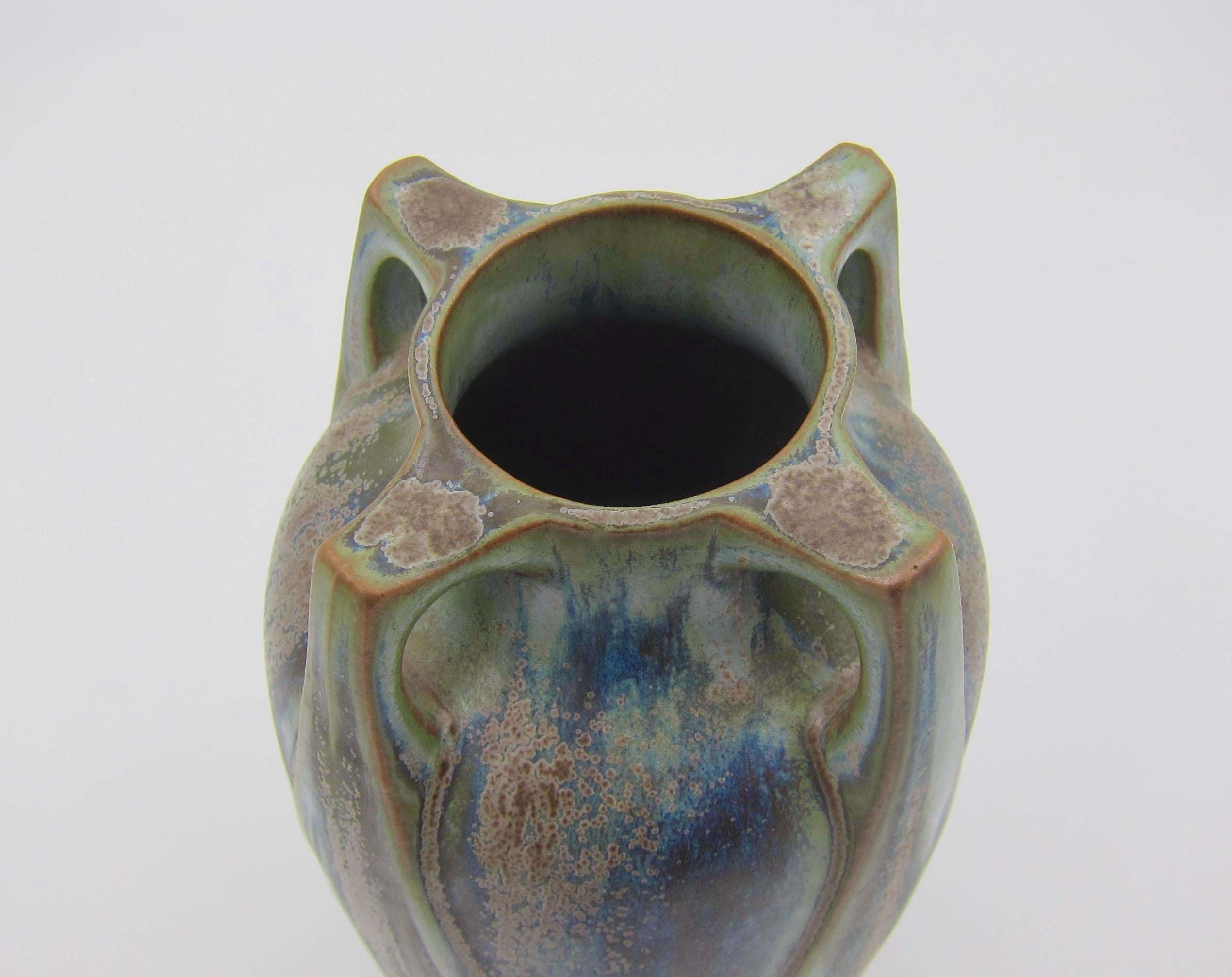 Vase Art nouveau français Denbac Gres Flammes avec glaçure cristalline 2
