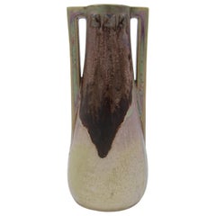 French Denbac Pottery Vase with Iridescence, Drip and Crystalline Glaze