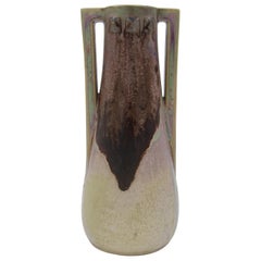 French Denbac Pottery Vase with Iridescence, Drip and Crystalline Glaze