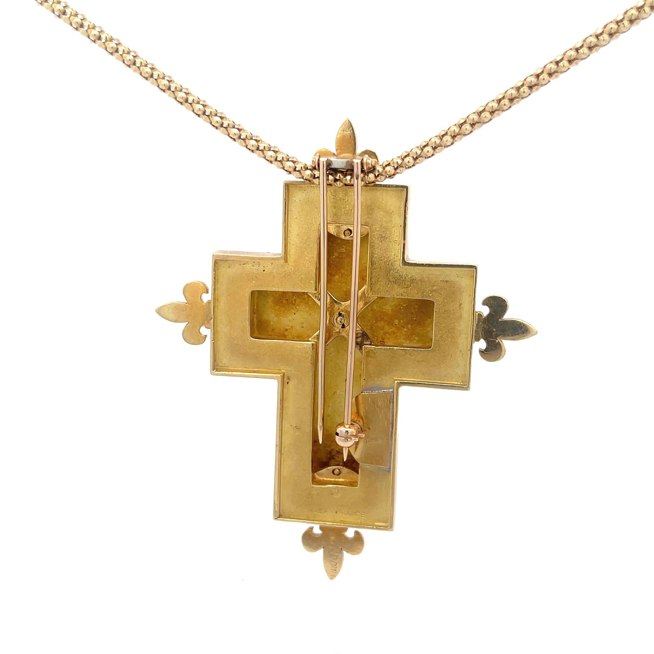 French Depose Lapis Lazuli Cross Pendant Necklace In Good Condition In Dallas, TX