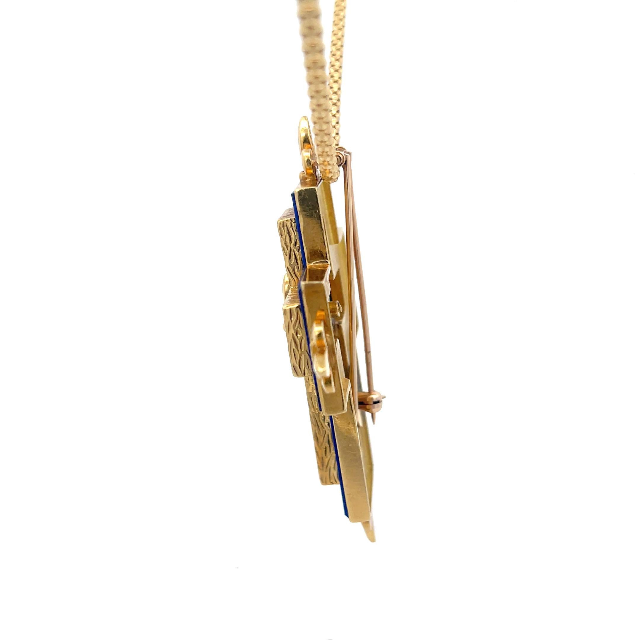 Women's or Men's French Depose Lapis Lazuli Cross Pendant Necklace