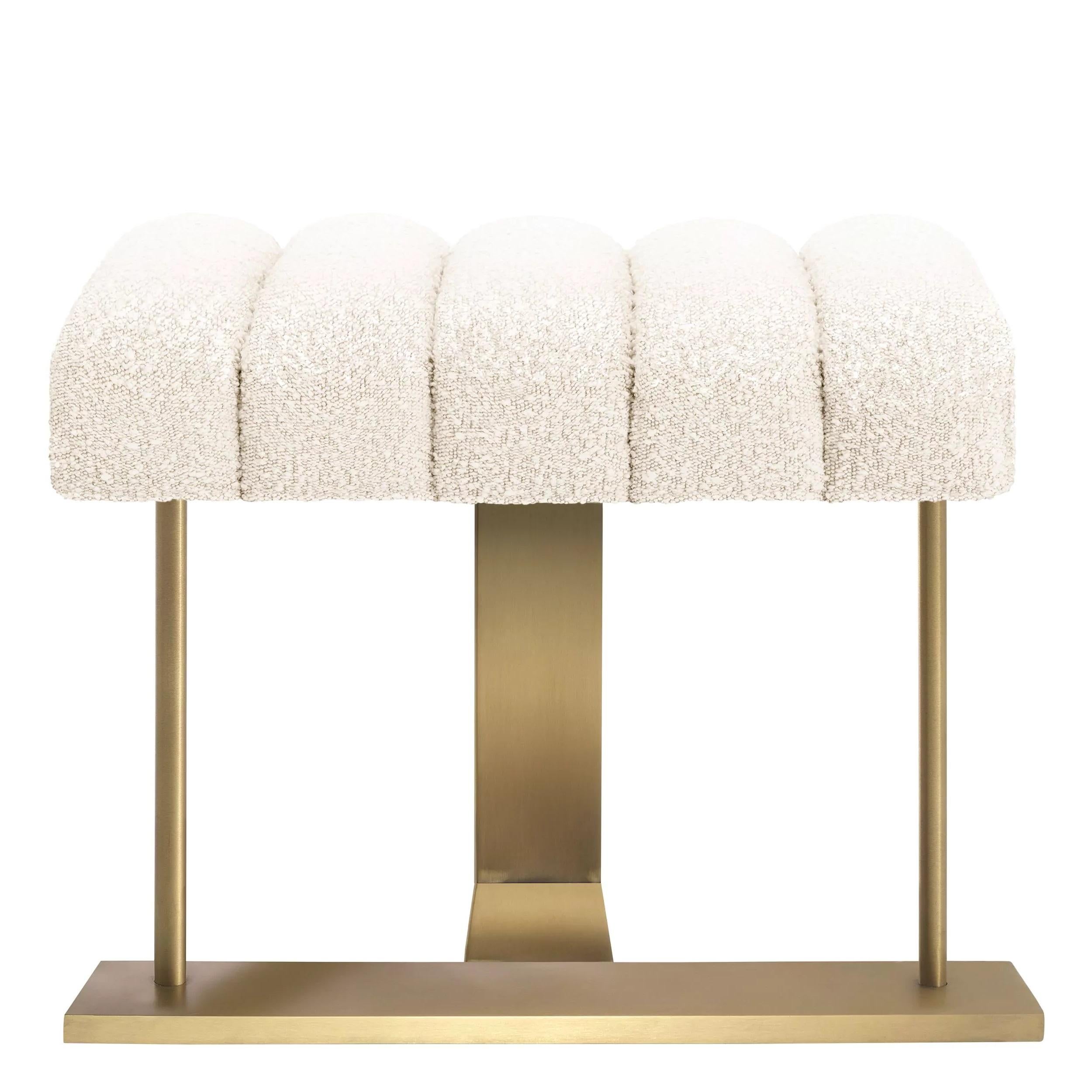 Art Deco Bouclé Fabric and Brass Stool For Sale