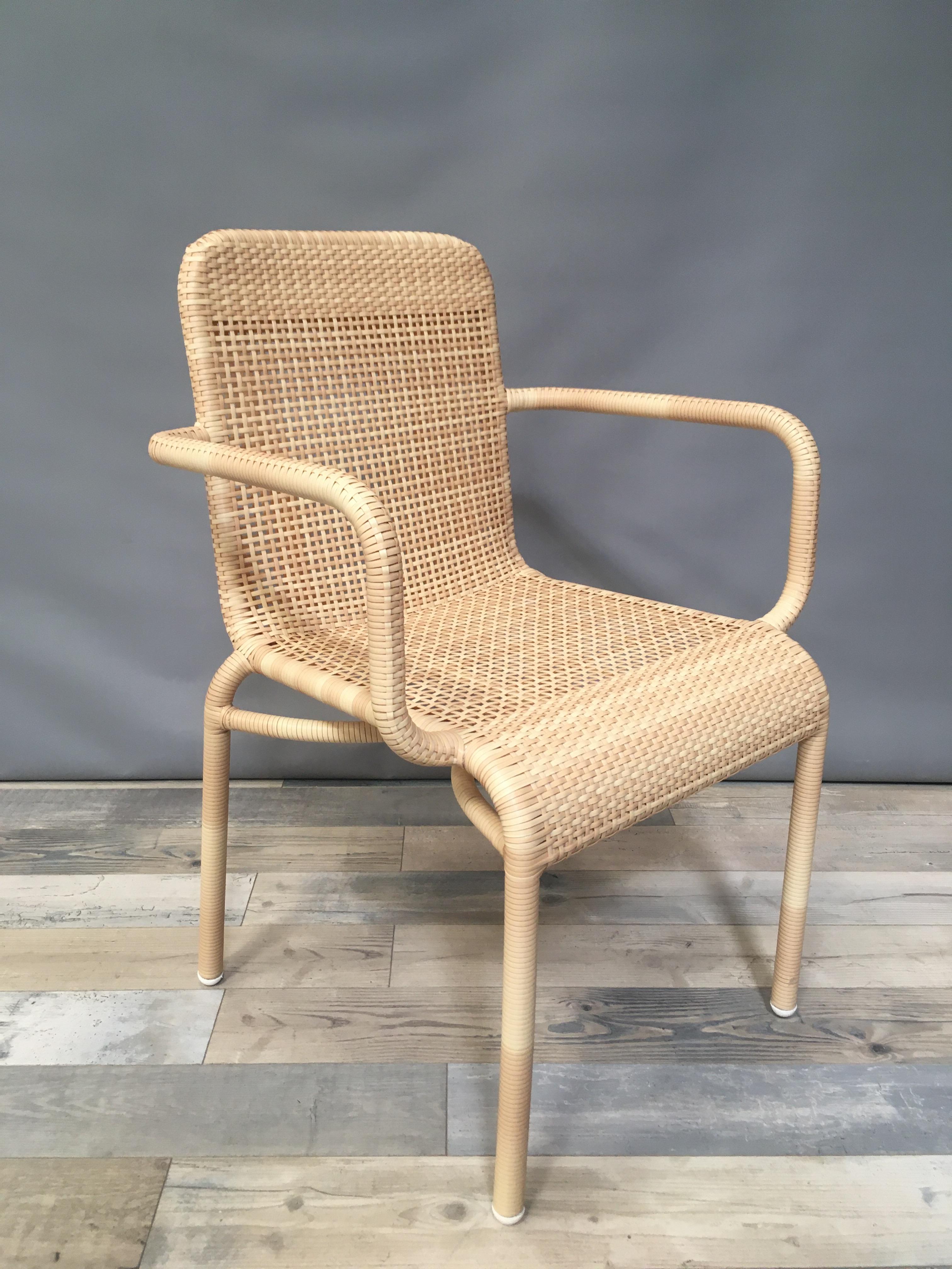 French Design and Braided Resin Rattan Effect Outdoor Chair For Sale 2