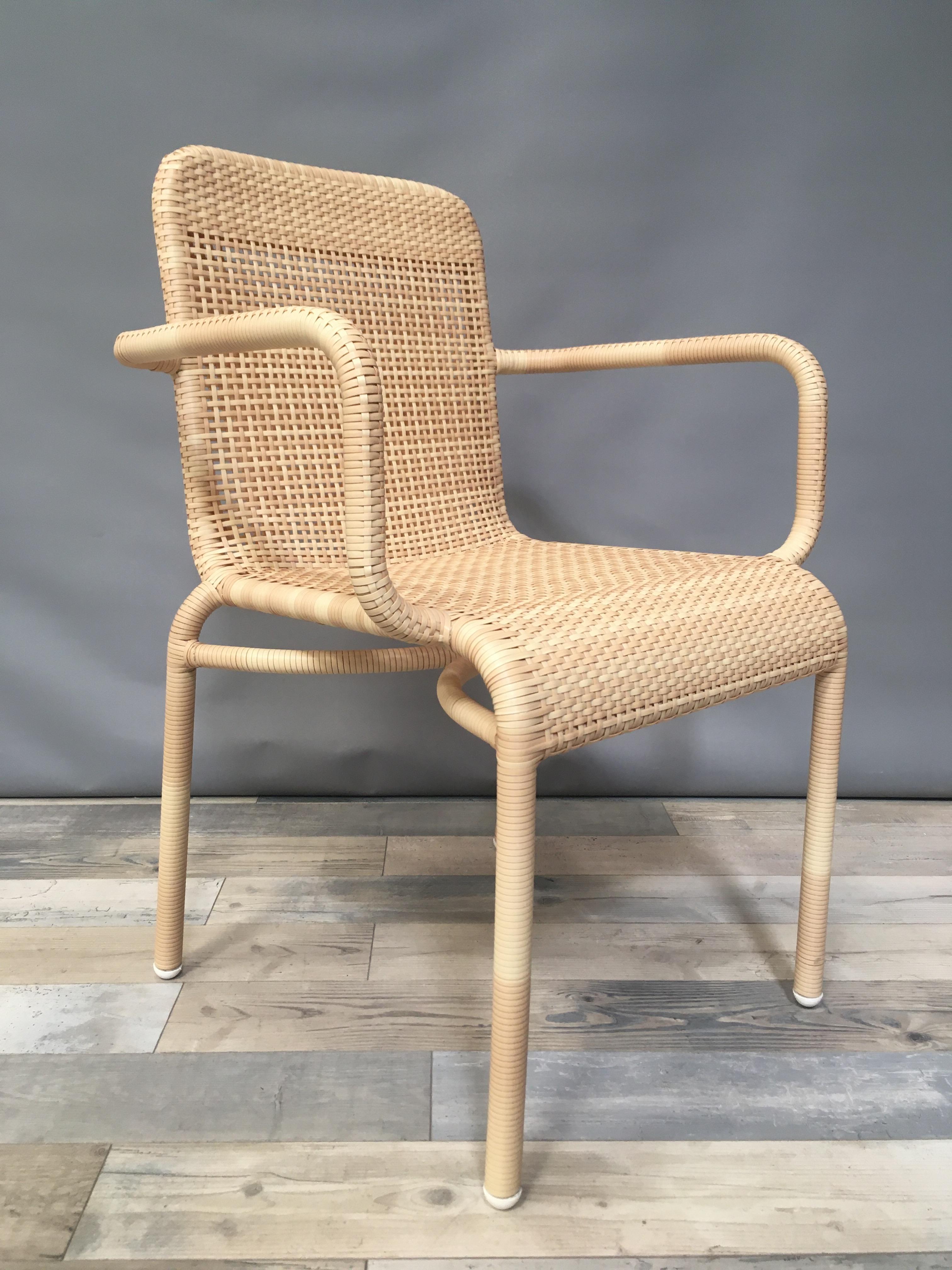 French Design and Braided Resin Rattan Effect Outdoor Chair For Sale 3