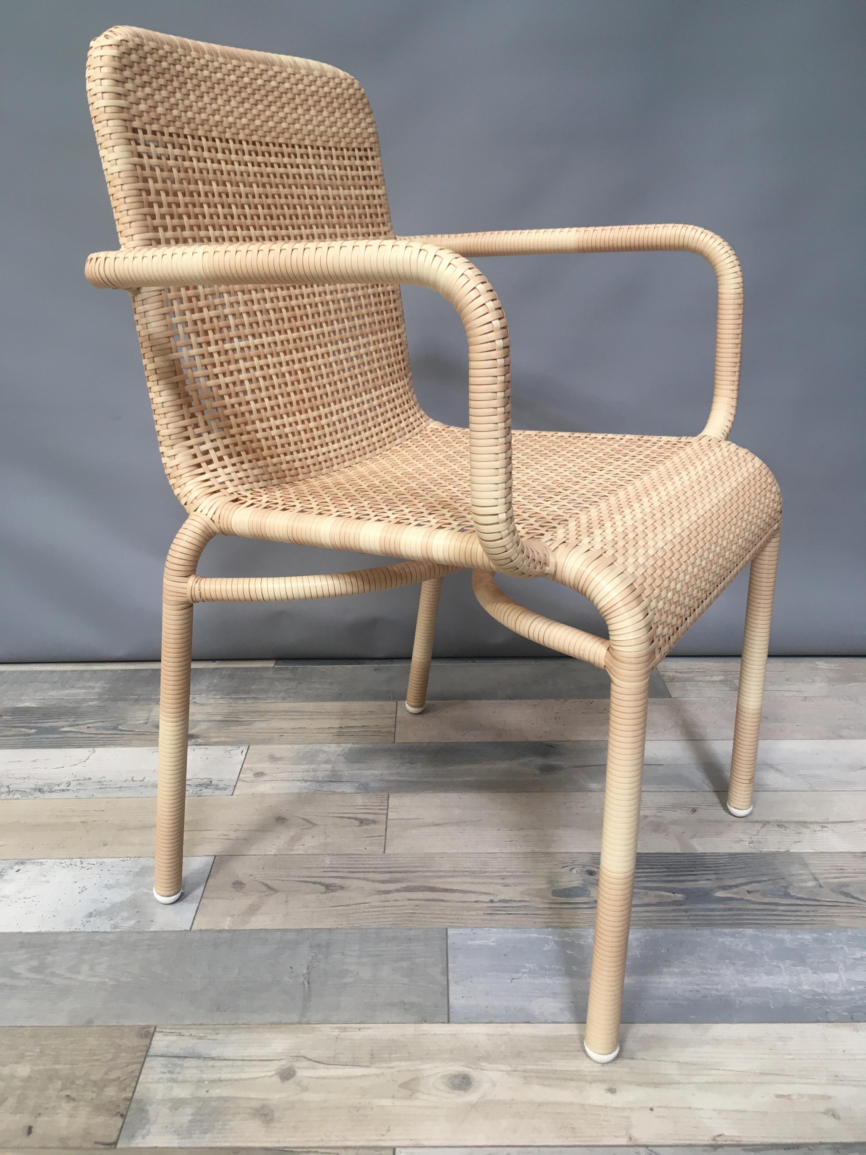 French Design and Braided Resin Rattan Effect Outdoor Chair For Sale 4