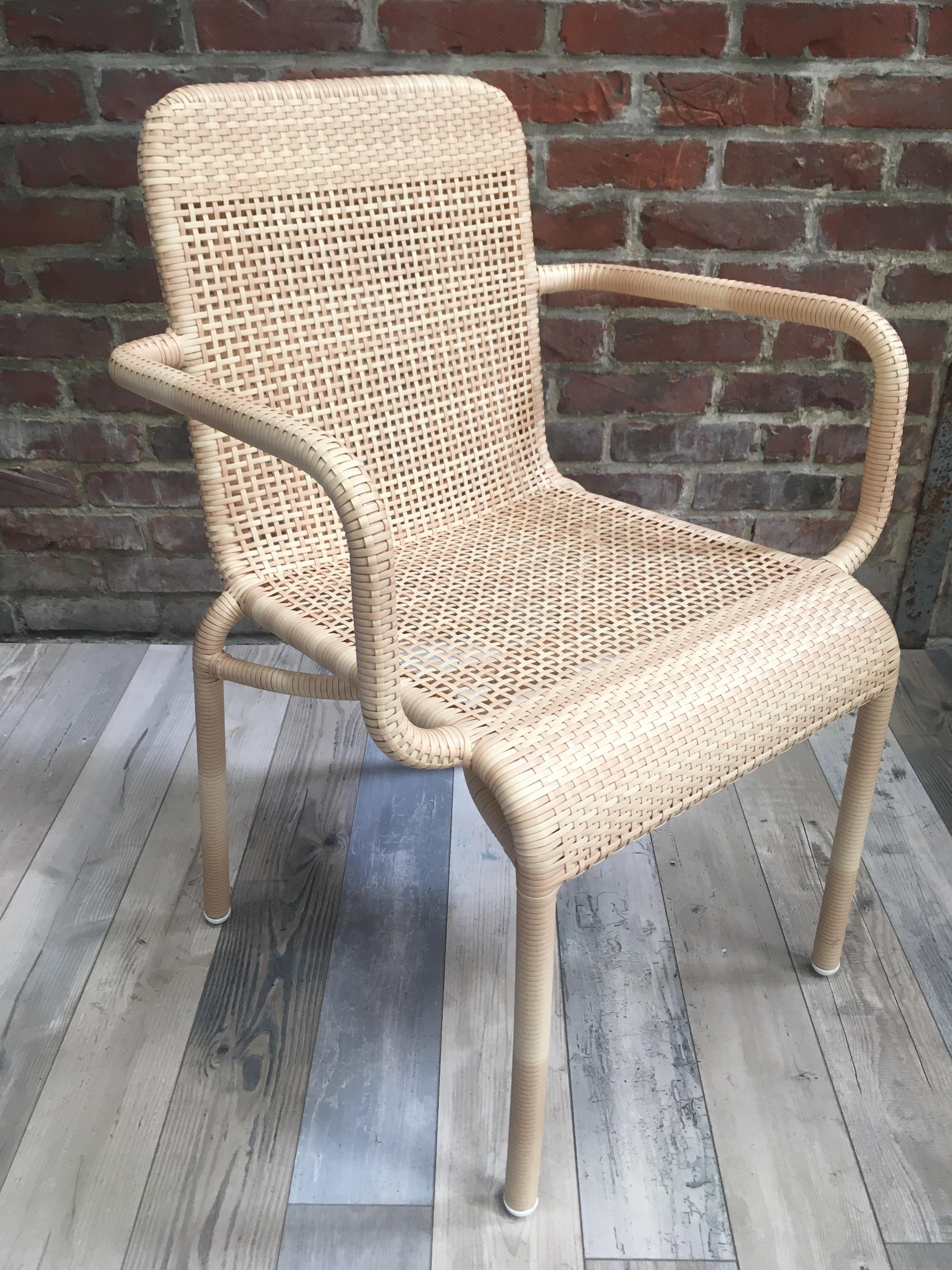 French Design and Braided Resin Rattan Effect Outdoor Chair For Sale 5
