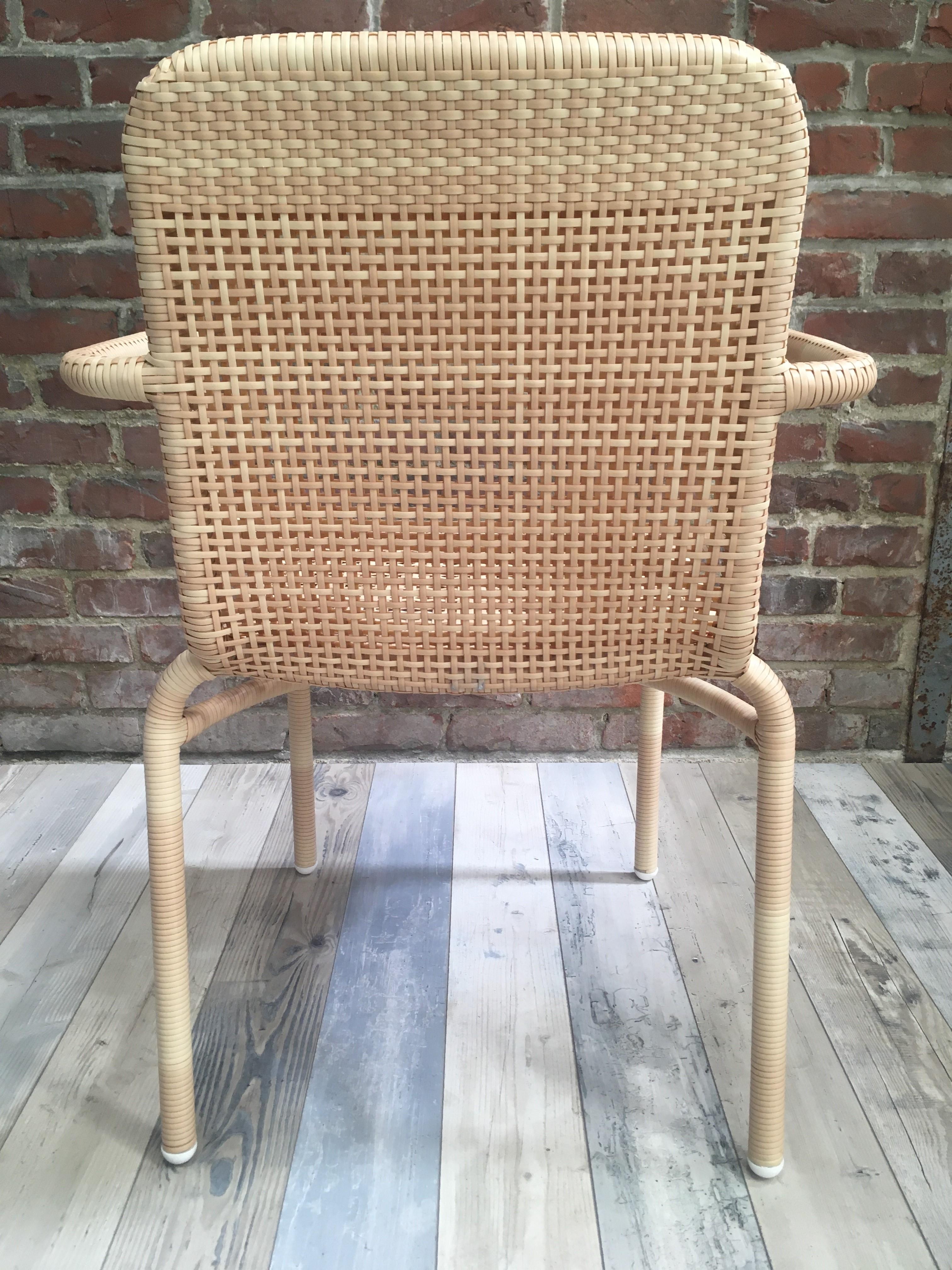 French Design and Braided Resin Rattan Effect Outdoor Chair For Sale 8
