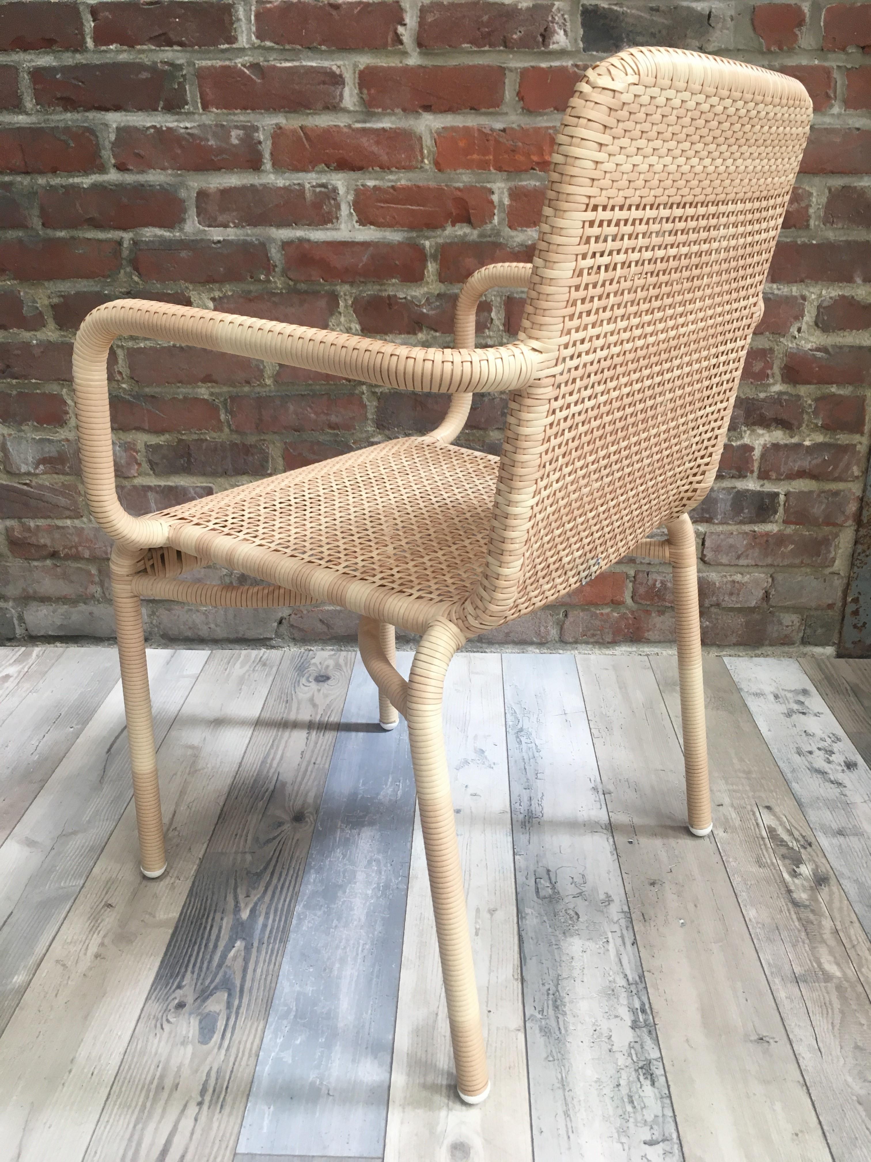 French Design and Braided Resin Rattan Effect Outdoor Chair For Sale 9