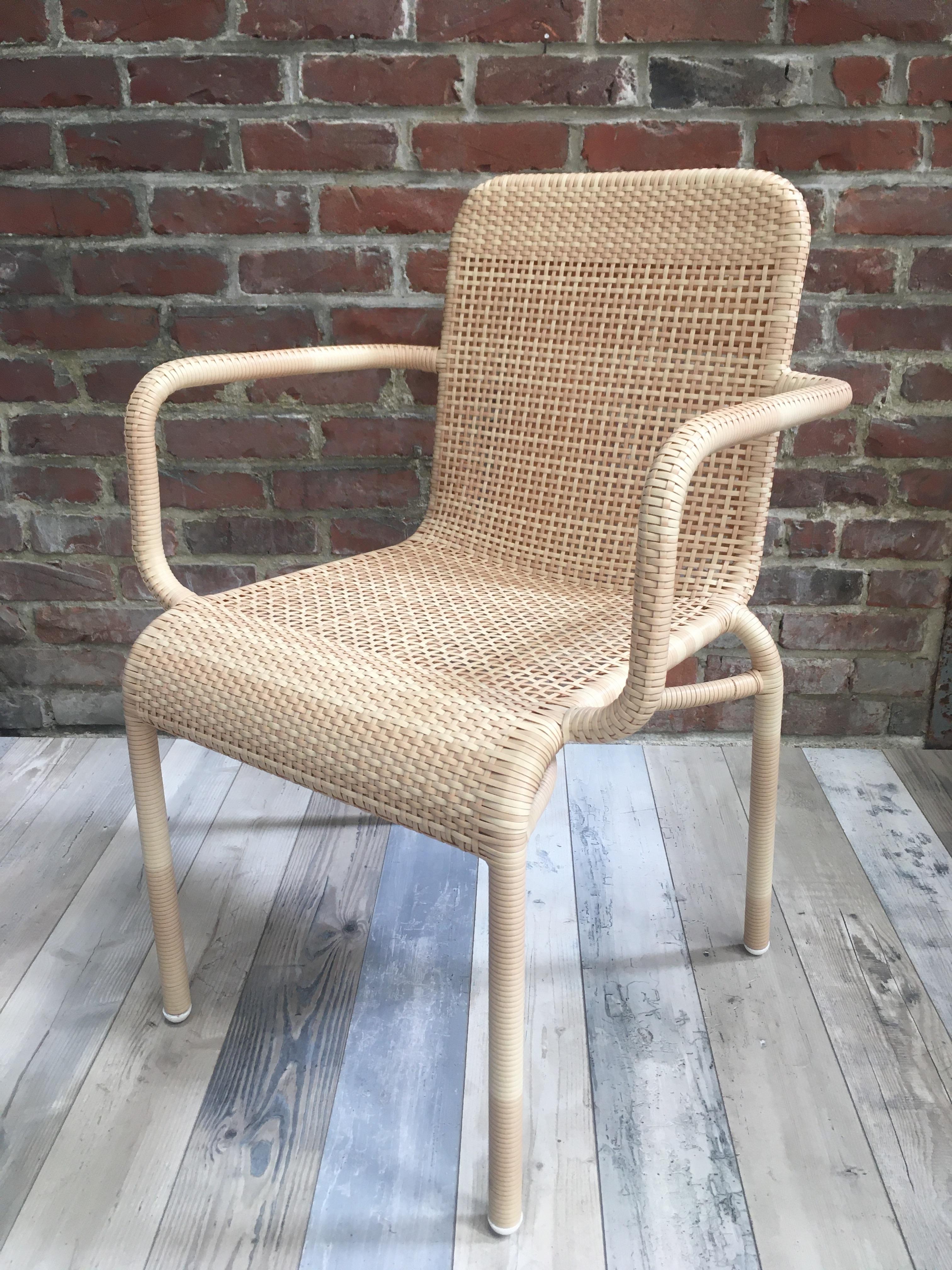 French Design and Braided Resin Rattan Effect Outdoor Chair For Sale 11