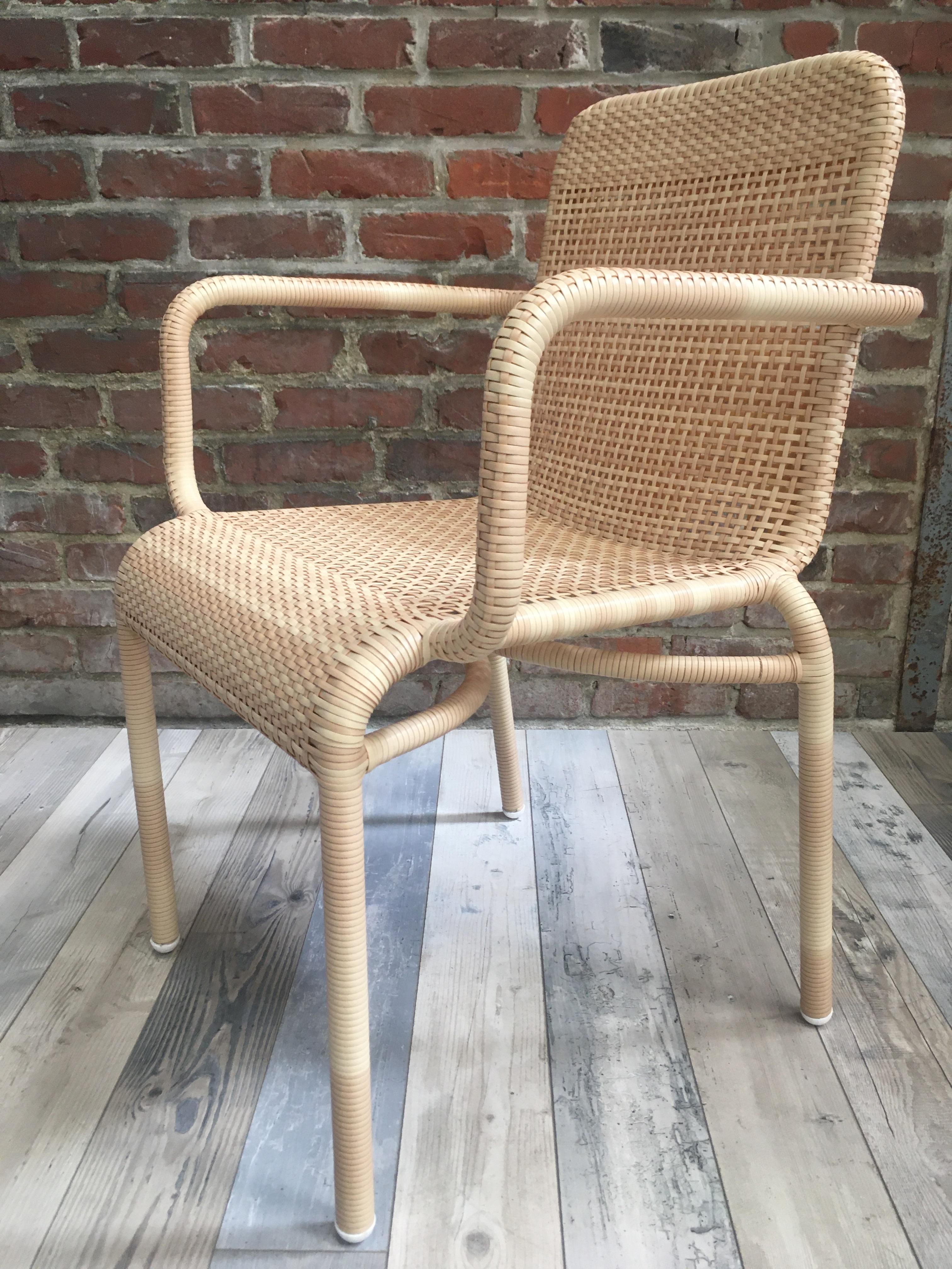 French Design and Braided Resin Rattan Effect Outdoor Chair For Sale 12