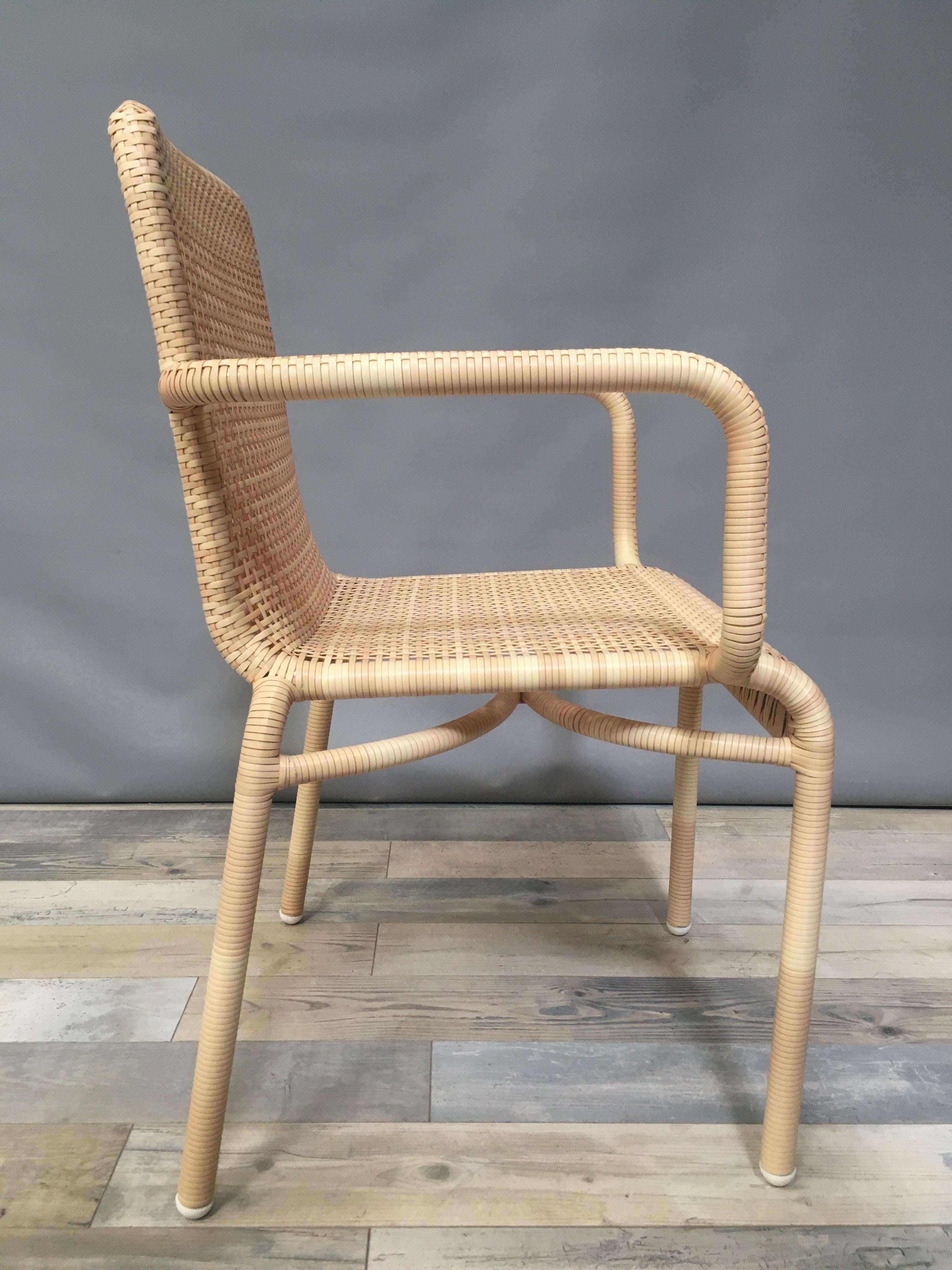 French Design and Braided Resin Rattan Effect Outdoor Chair For Sale 1
