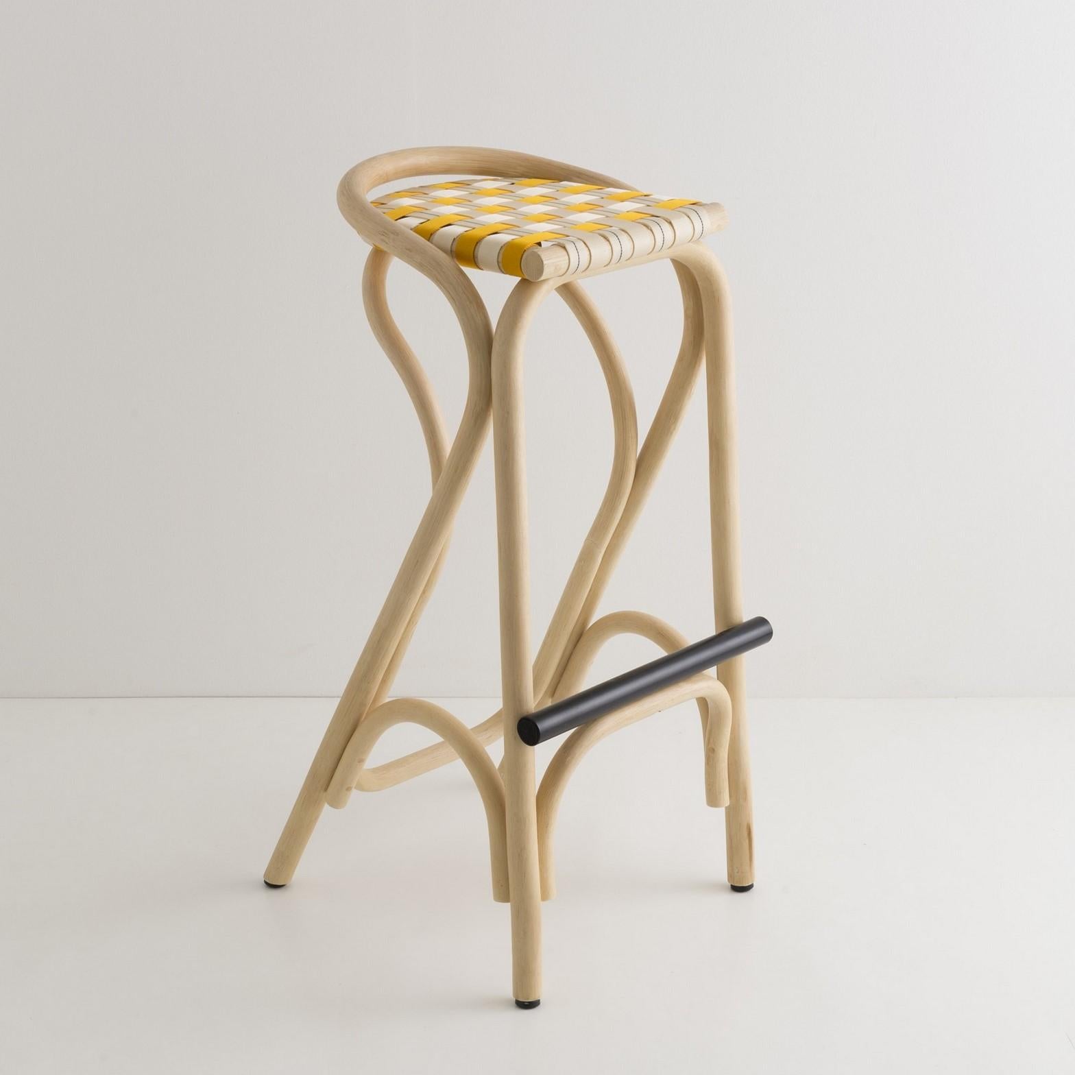French Design and Mid-Century Modern Style Rattan Counter Bar Stool In New Condition In Tourcoing, FR