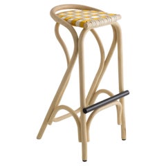 Tabouret de bar à comptoir en rotin de design français et de style moderne du milieu du siècle dernier