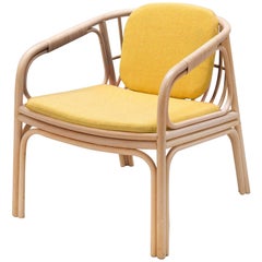 French Design and Mid-Century Modern Style Rattan Lounger Armchair