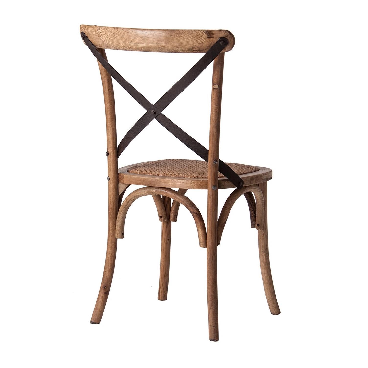 Inconnu Chaise en bois de chêne et osier de style bistro parisien et de design français en vente