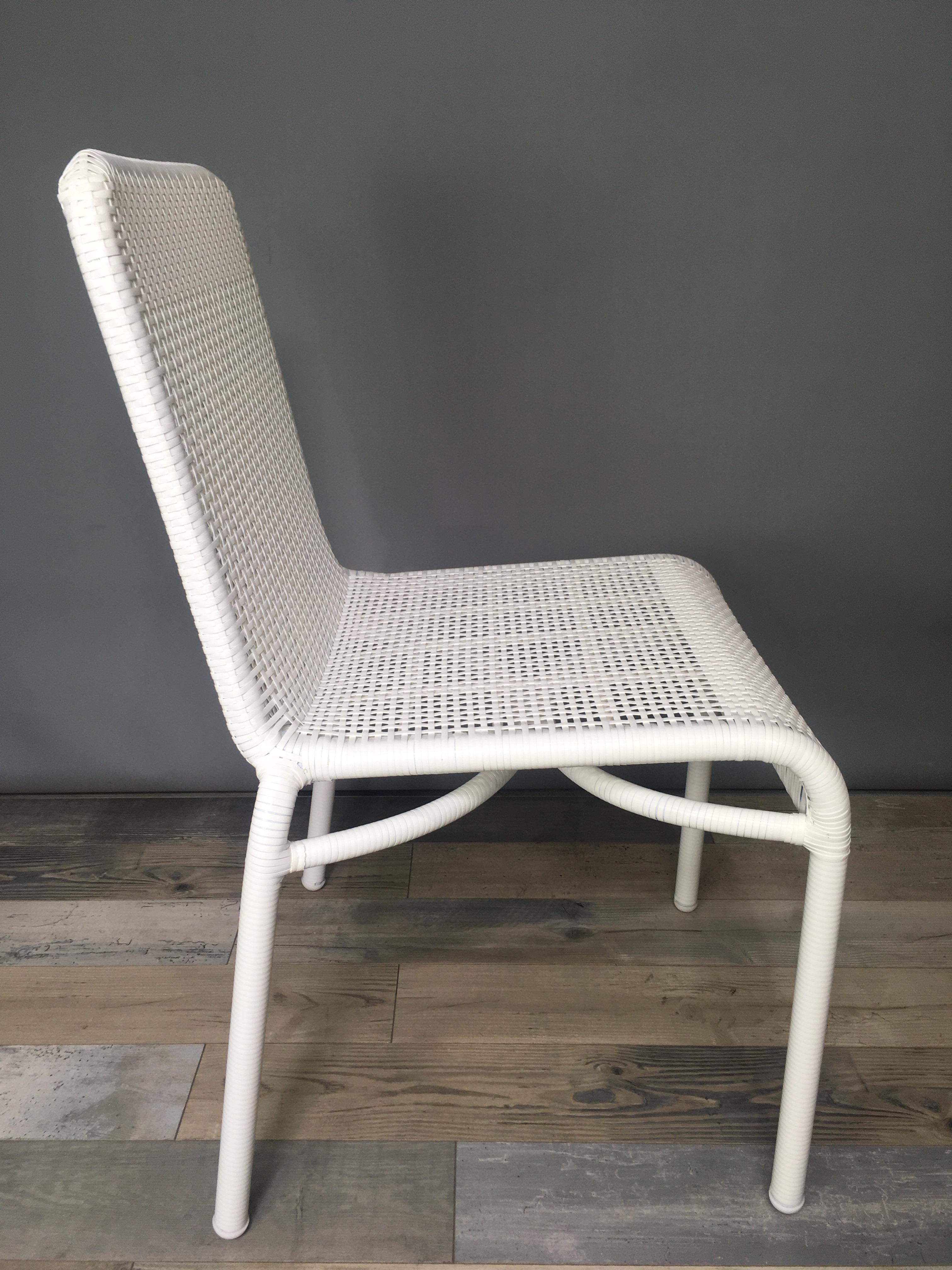 French Modern Design White Braided Resin Outdoor Chair In New Condition In Tourcoing, FR