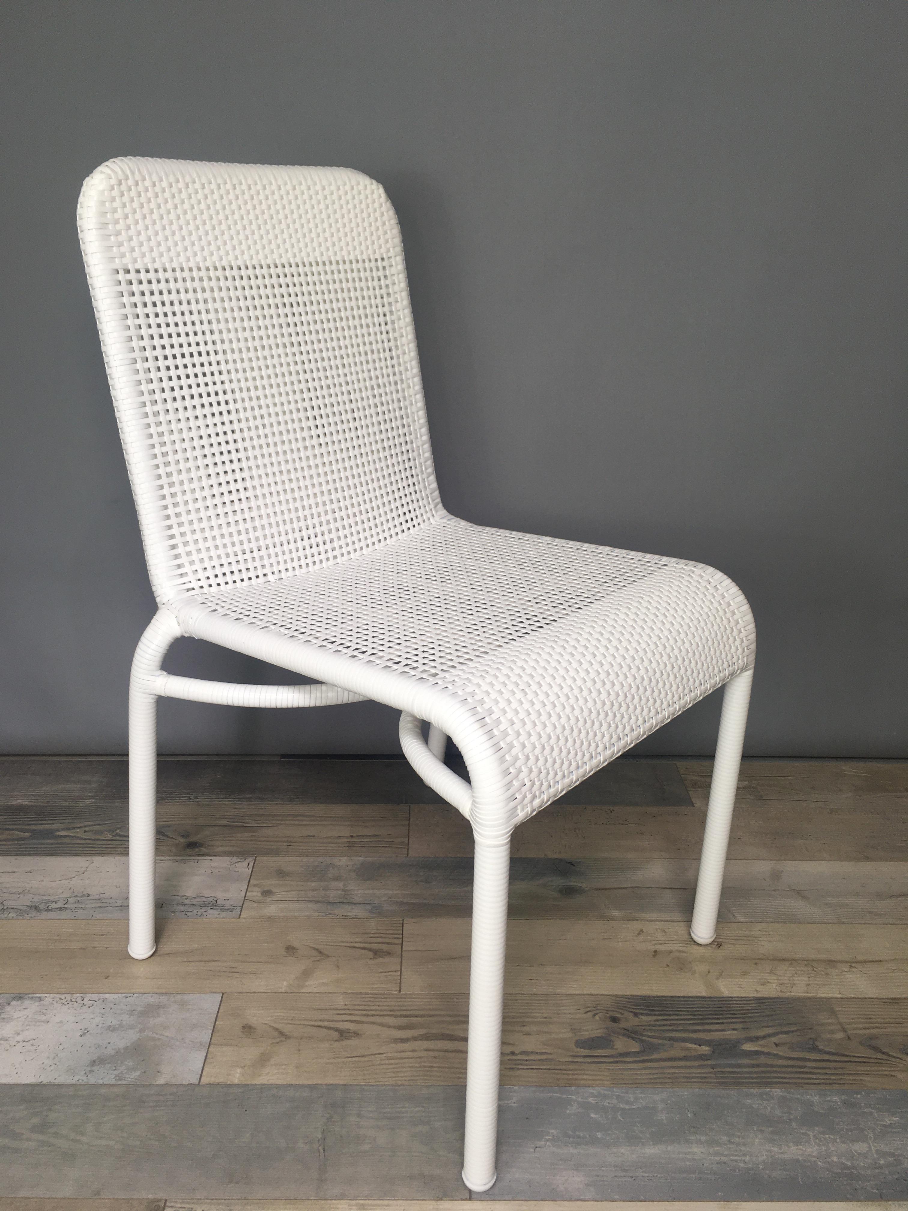 Contemporary French Modern Design White Braided Resin Outdoor Chair