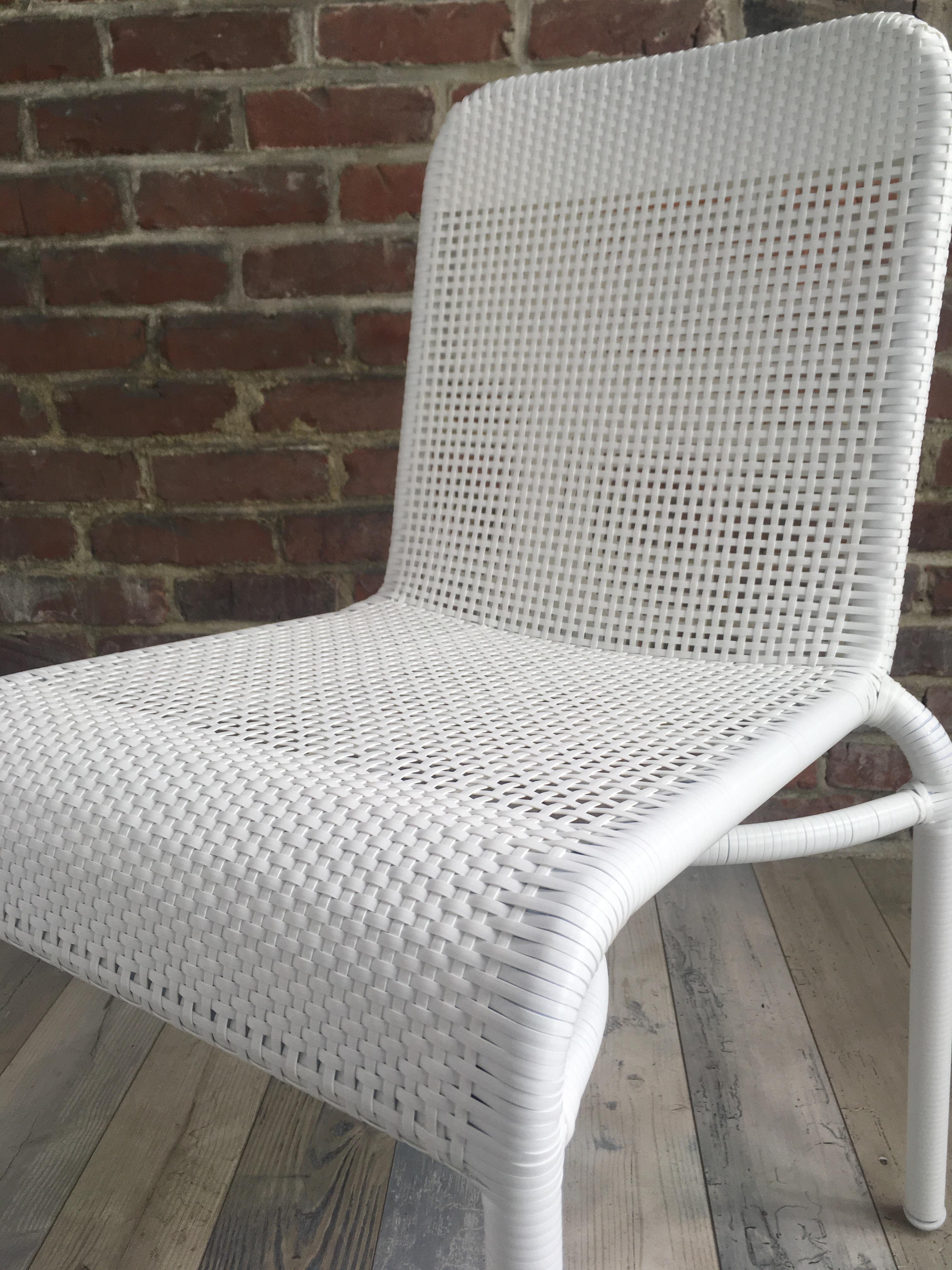 French Modern Design White Braided Resin Outdoor Chair 6
