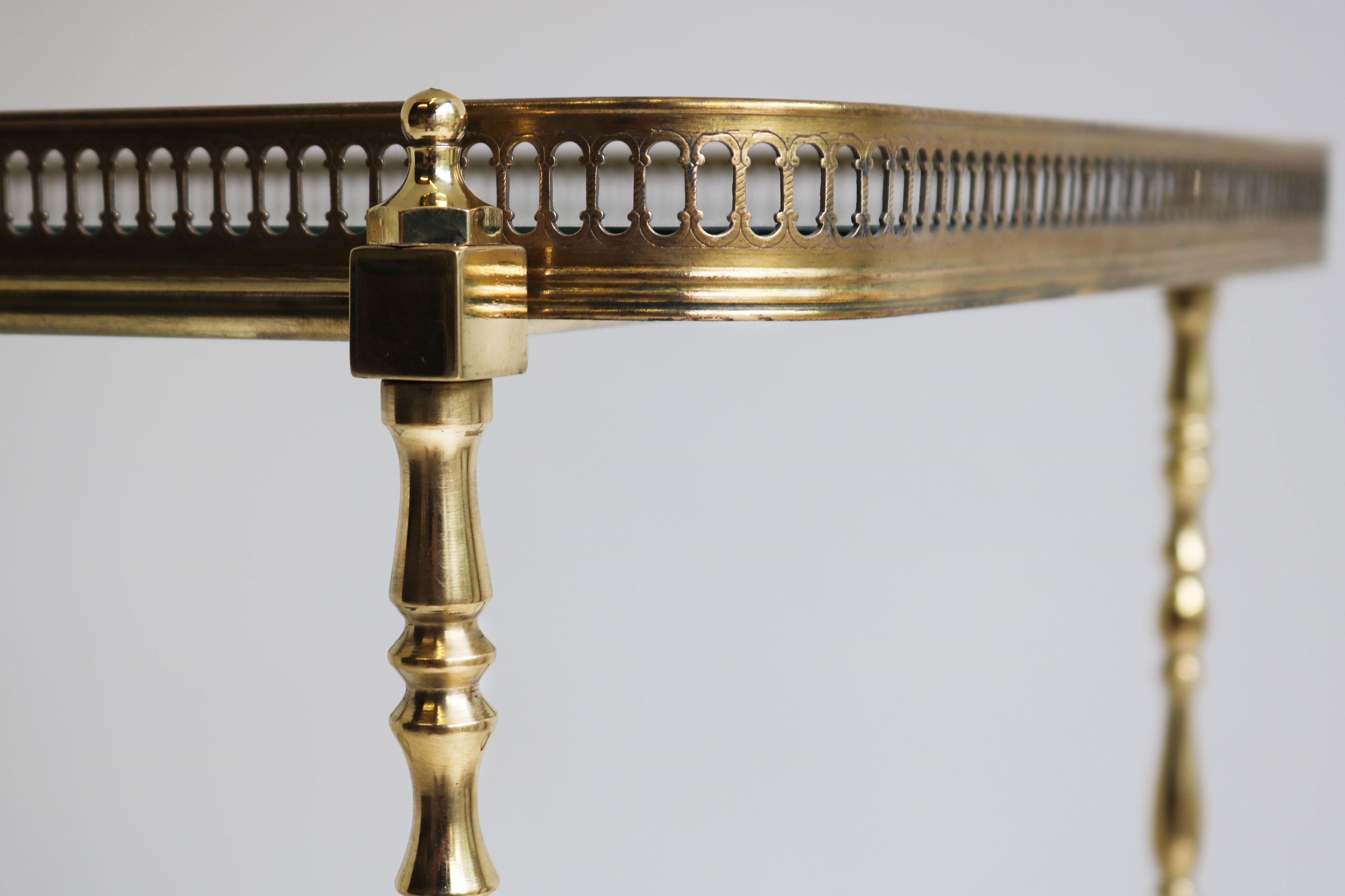 French Design Bar Cart by Maison Bagues 1940 Brass classical serving trolley Francés en venta