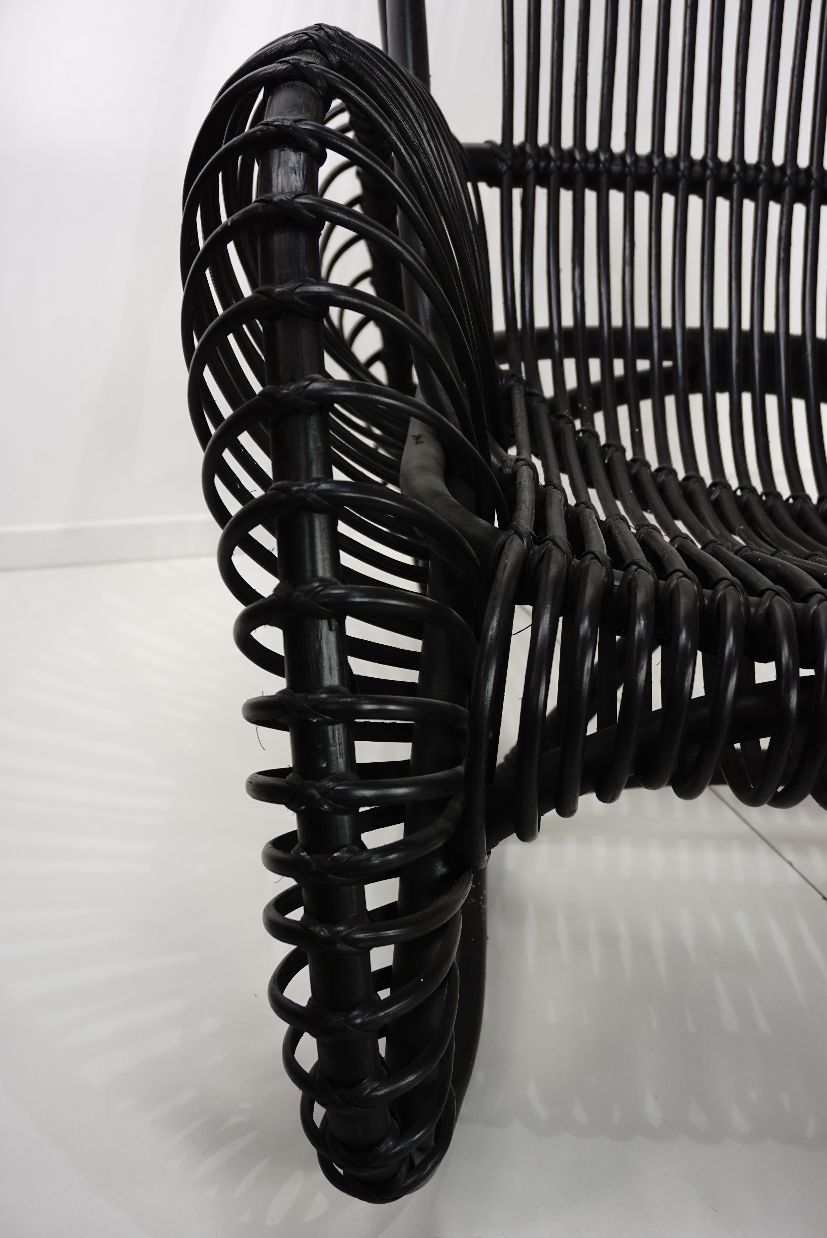 black rattan lounge chair