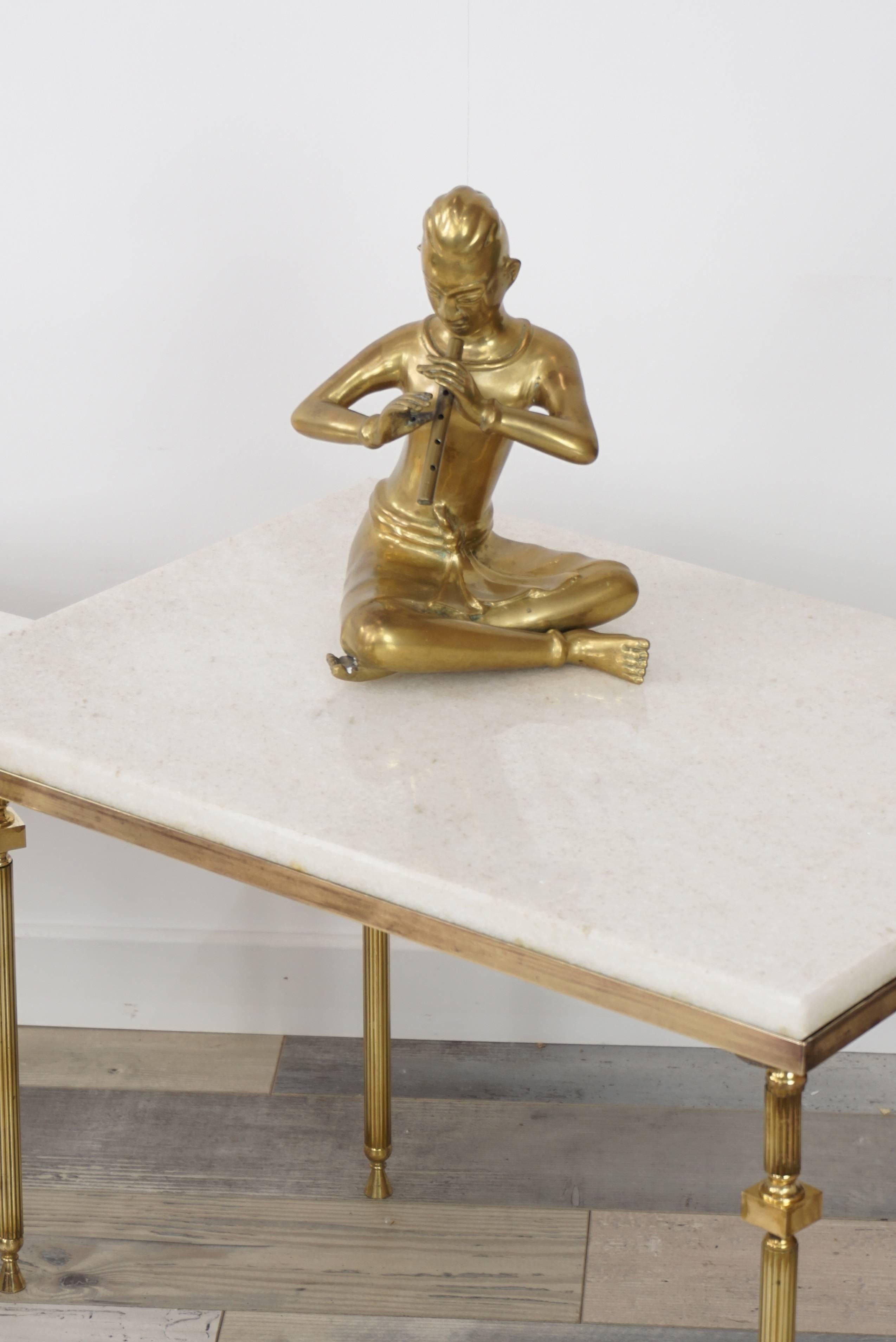 French Design Brass and White Marble Set of Nesting Tables For Sale 6