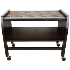 French Design By Guillerme et Chambron Stained Oak Trolley