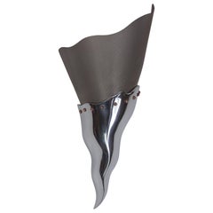 French Design by Maison Lucien Gau Paris Chrome and Perforated Metal Wall Sconce