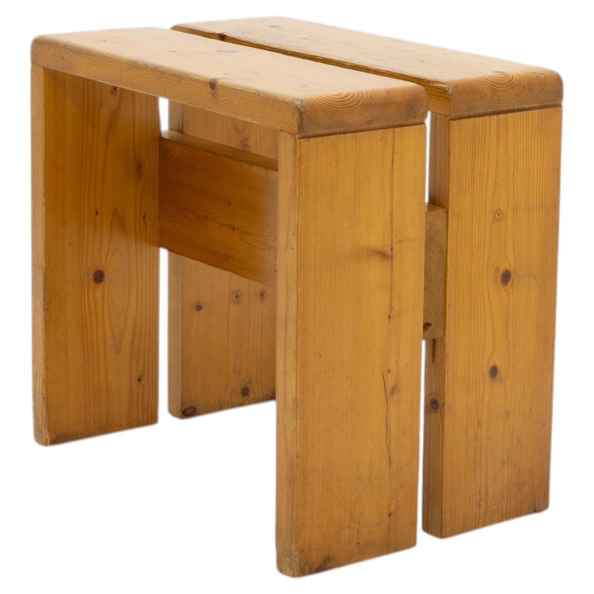 French Design Charlotte Perriand, Pine Stool for Les Arcs, 1950s