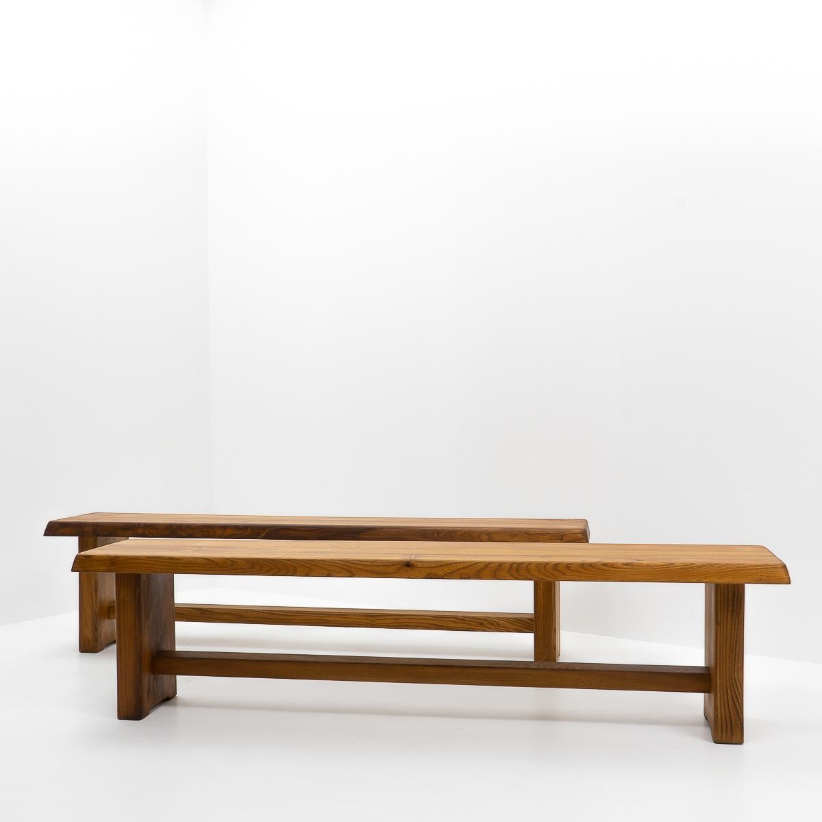 Late 20th Century French Design Classic: Pierre Chapo, S14 Benches, 1980s For Sale