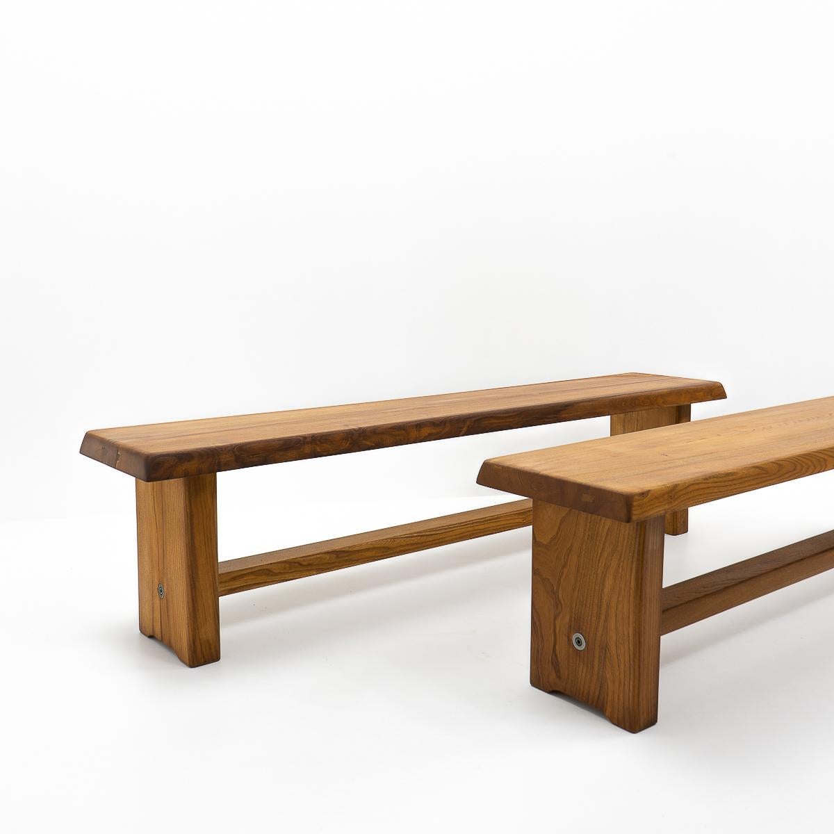 Elm French Design Classic: Pierre Chapo, S14 Benches, 1980s For Sale