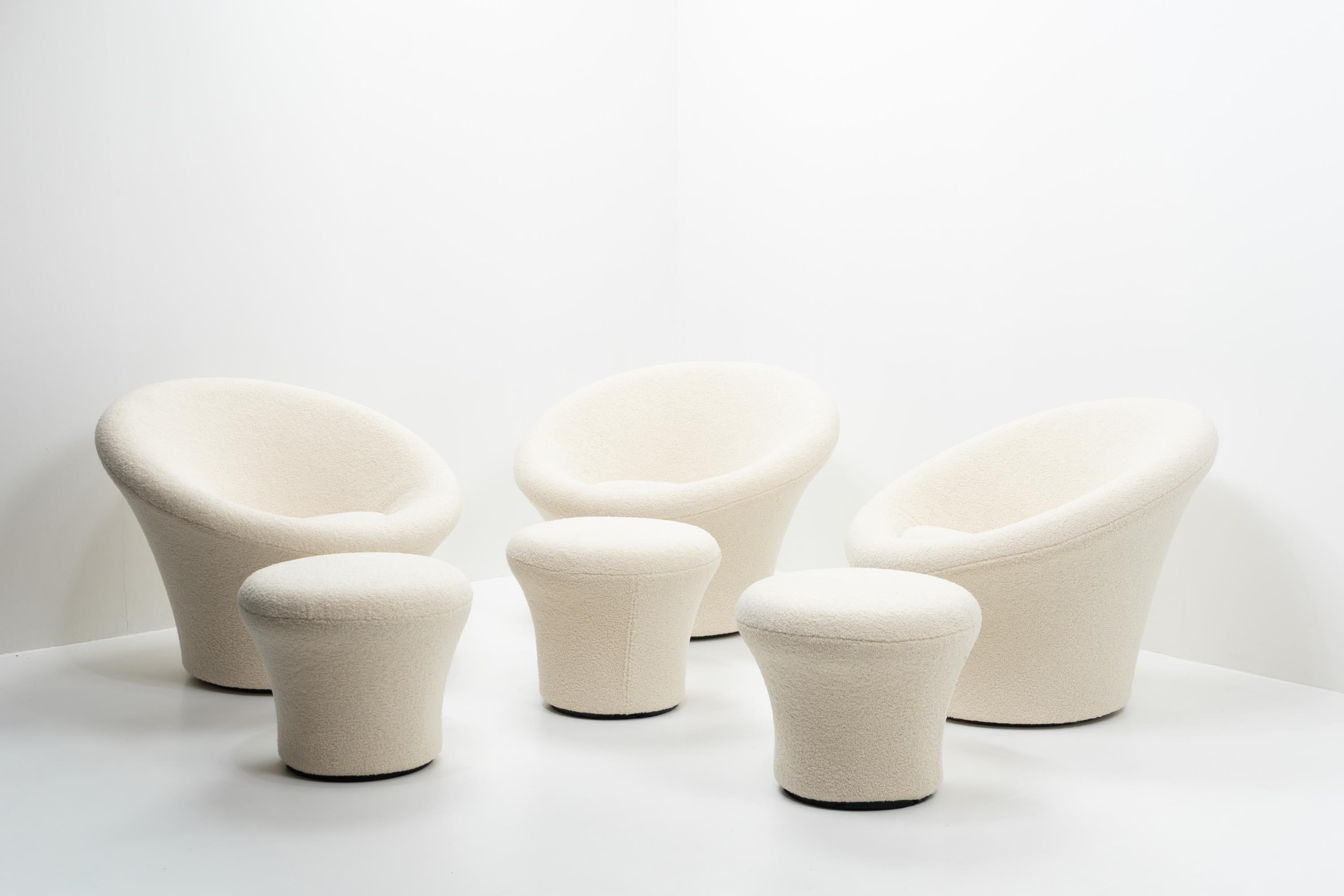 Tissu French Design Classic Pierre Paulin for Artifort Mushroom Lounge Chair Ottoman en vente