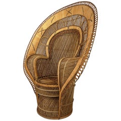 French Design Emmanuelle Extra Large Wicker Armchair from the 1970