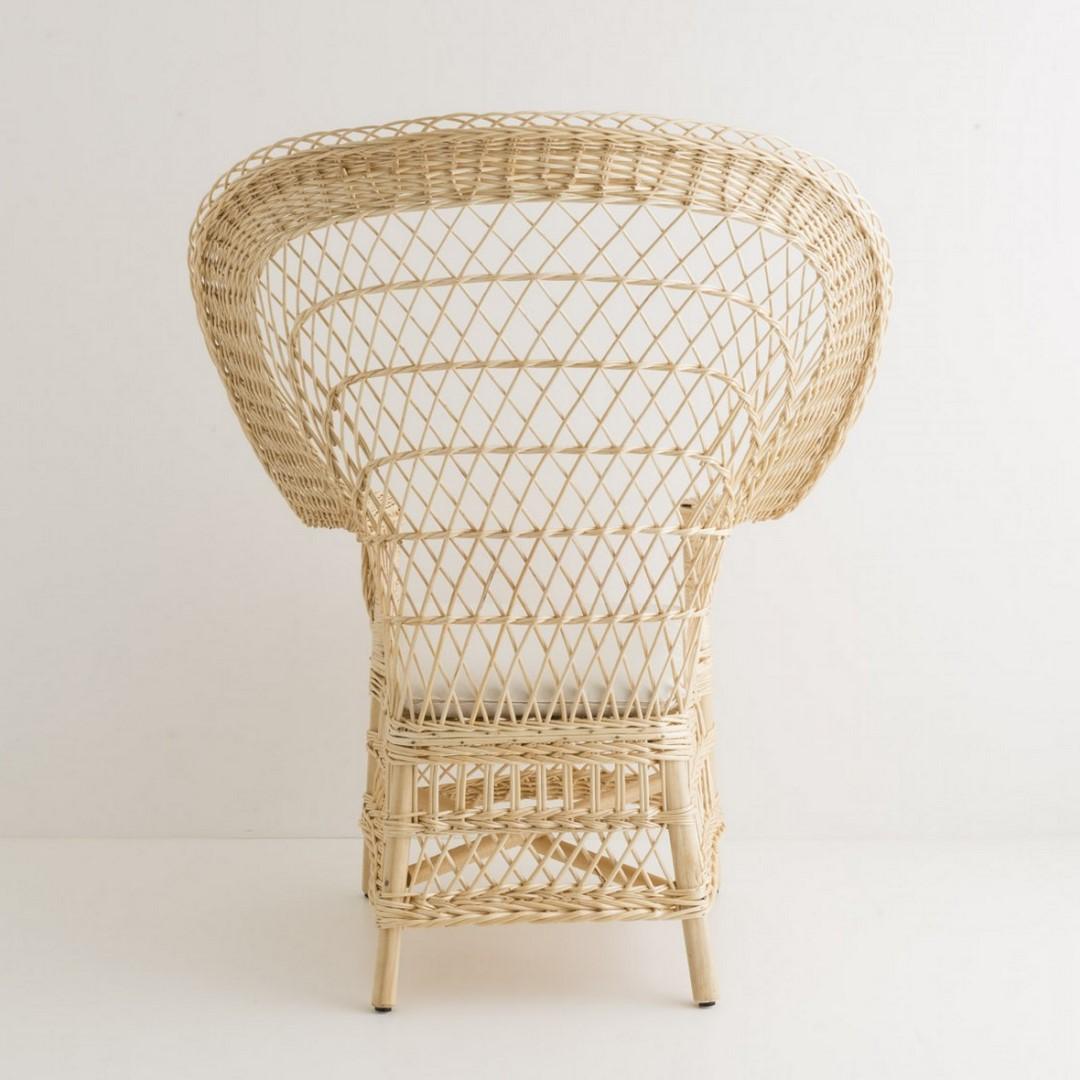 Space Age French Design Emmanuelle Style Blond Wicker Armchair