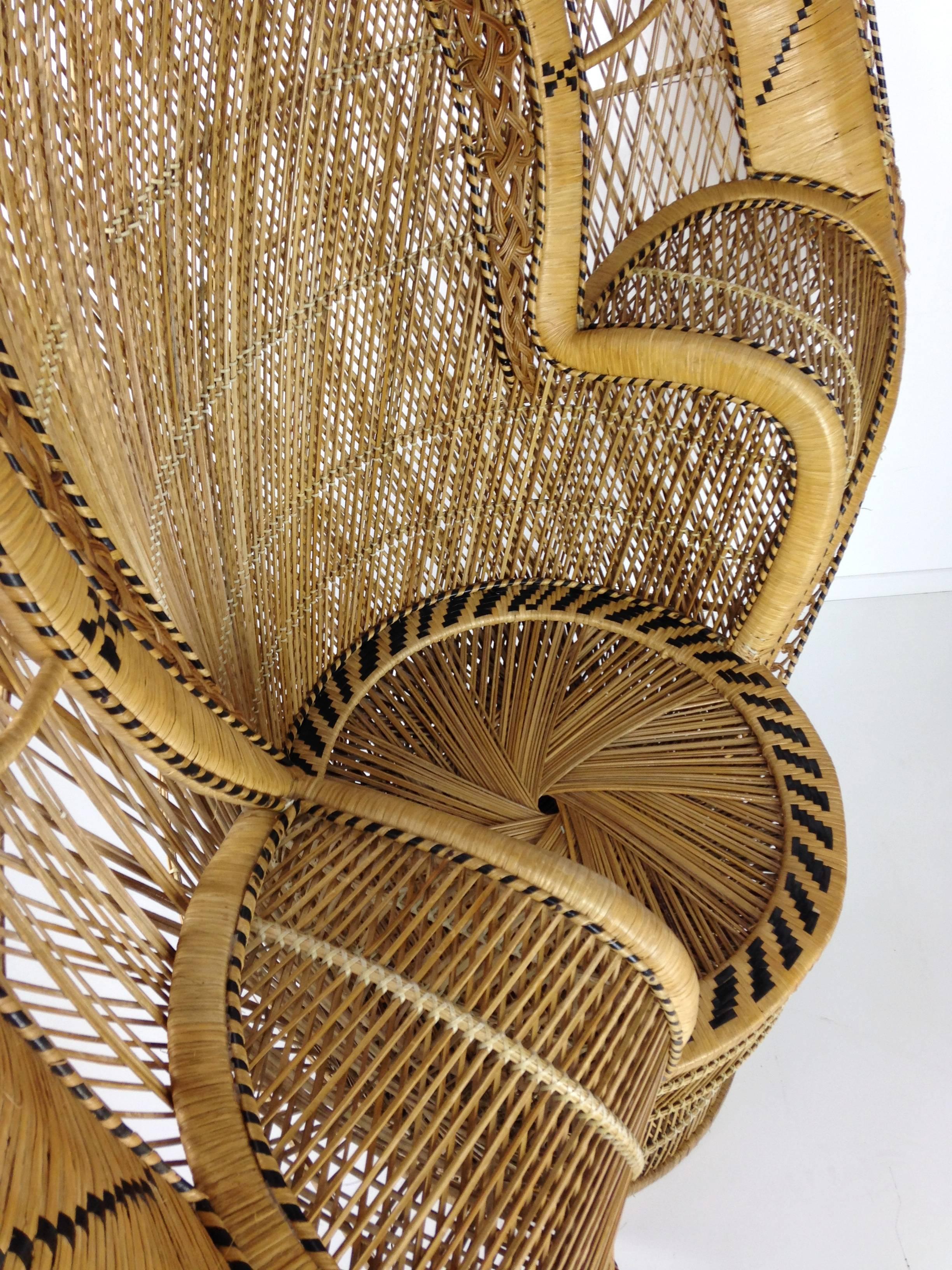 French Design Emmanuelle Extra Large Wicker Armchair from the 1970 8