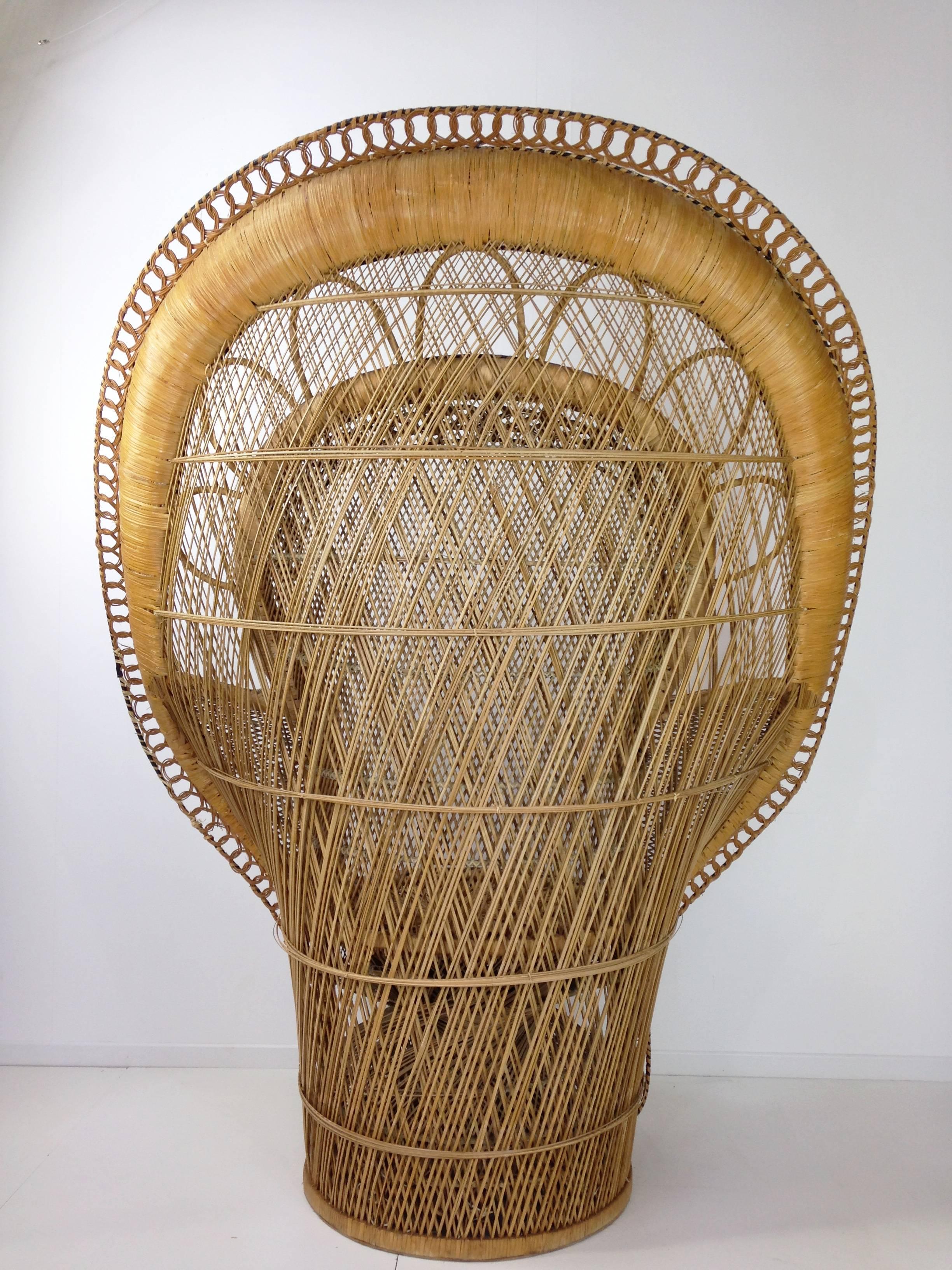 French Design Emmanuelle Extra Large Wicker Armchair from the 1970 1