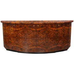 French Design from Paris and Art Deco Style Burl Wood and Brass Curved Sideboard