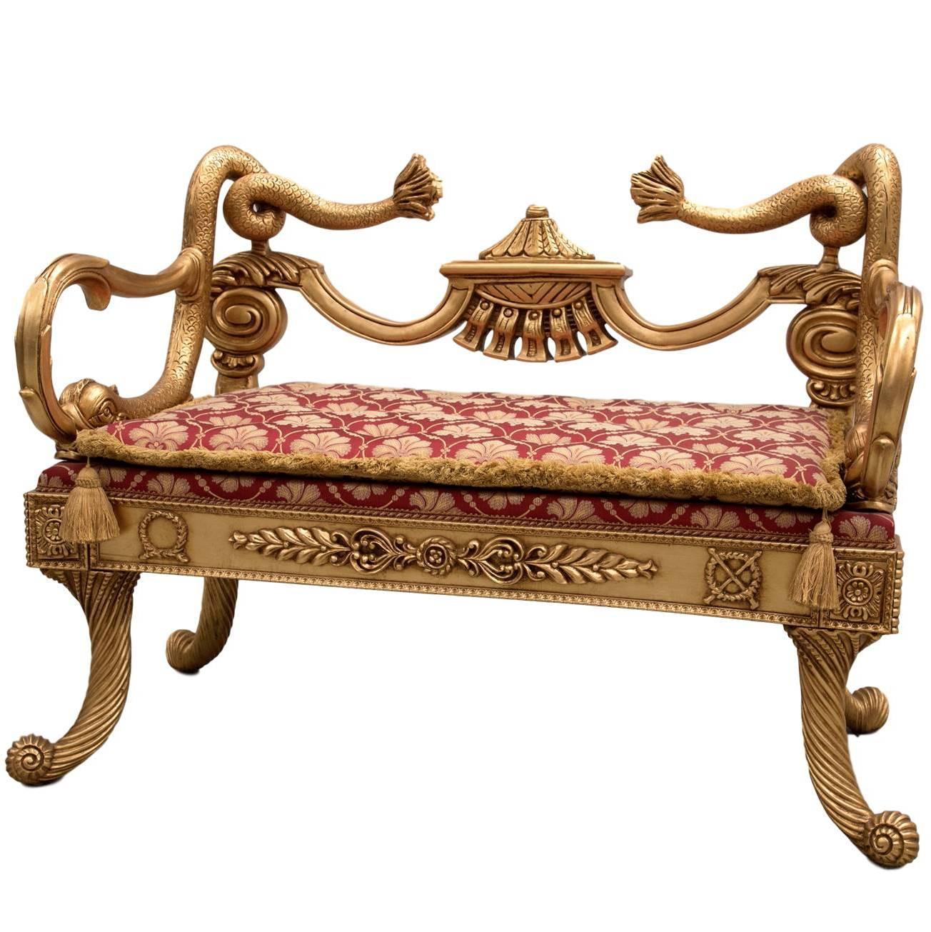 French Design Gold Leaf Sofa Bench