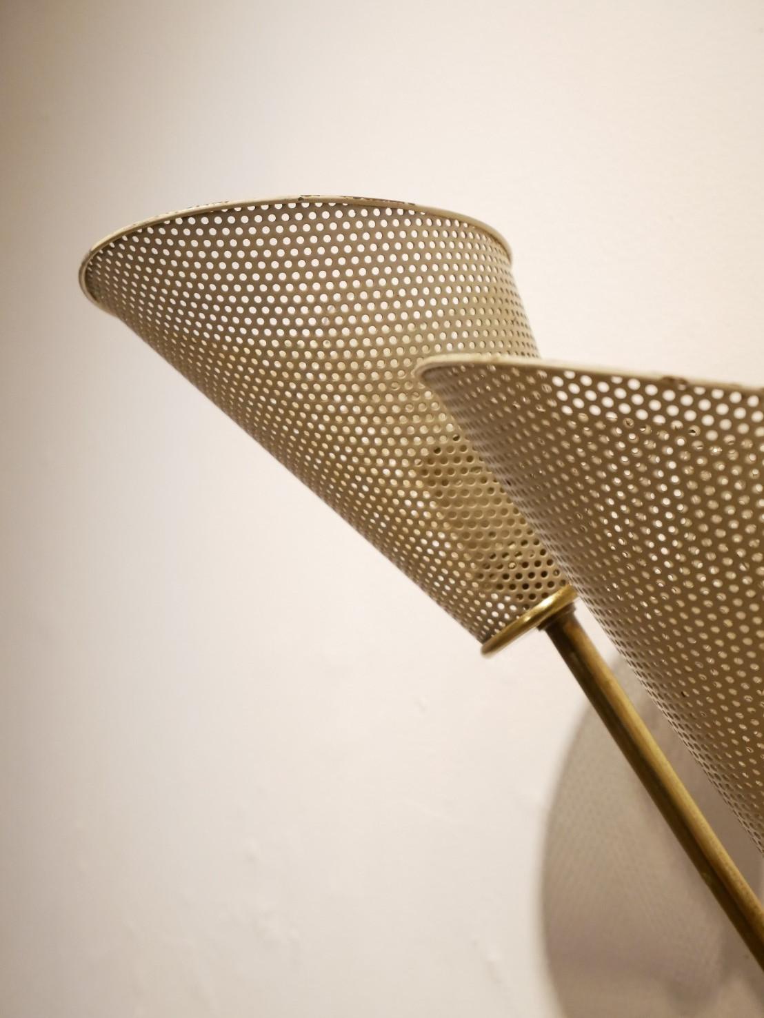 20th Century French Design Kobis & Lorens Perforated Metal 3-Stems Sconce For Sale