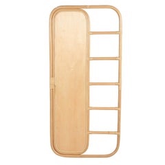 French Design Large Rattan Floor Mirror or Coat Rack