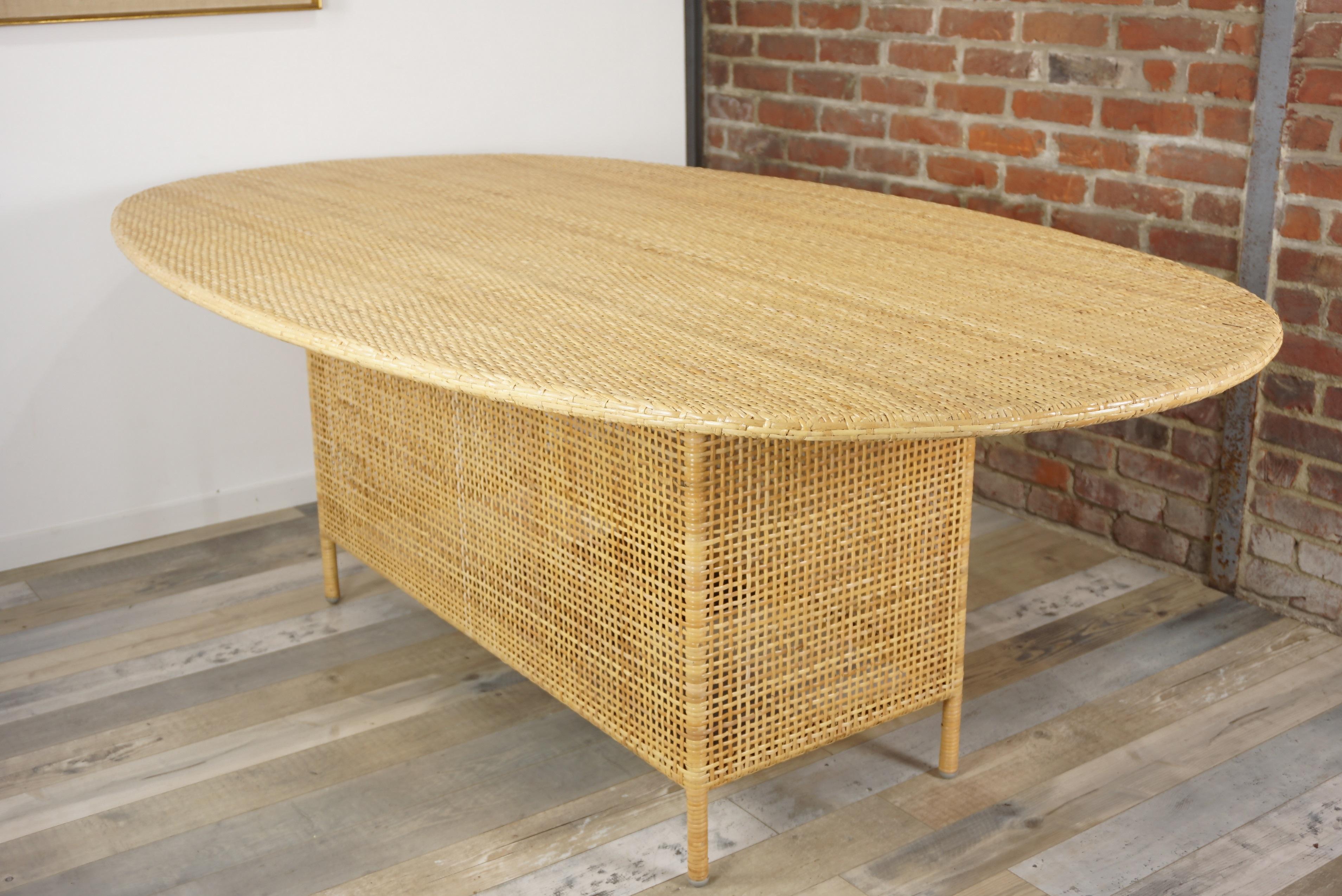 French Design Oval and Rattan Dining Table 3