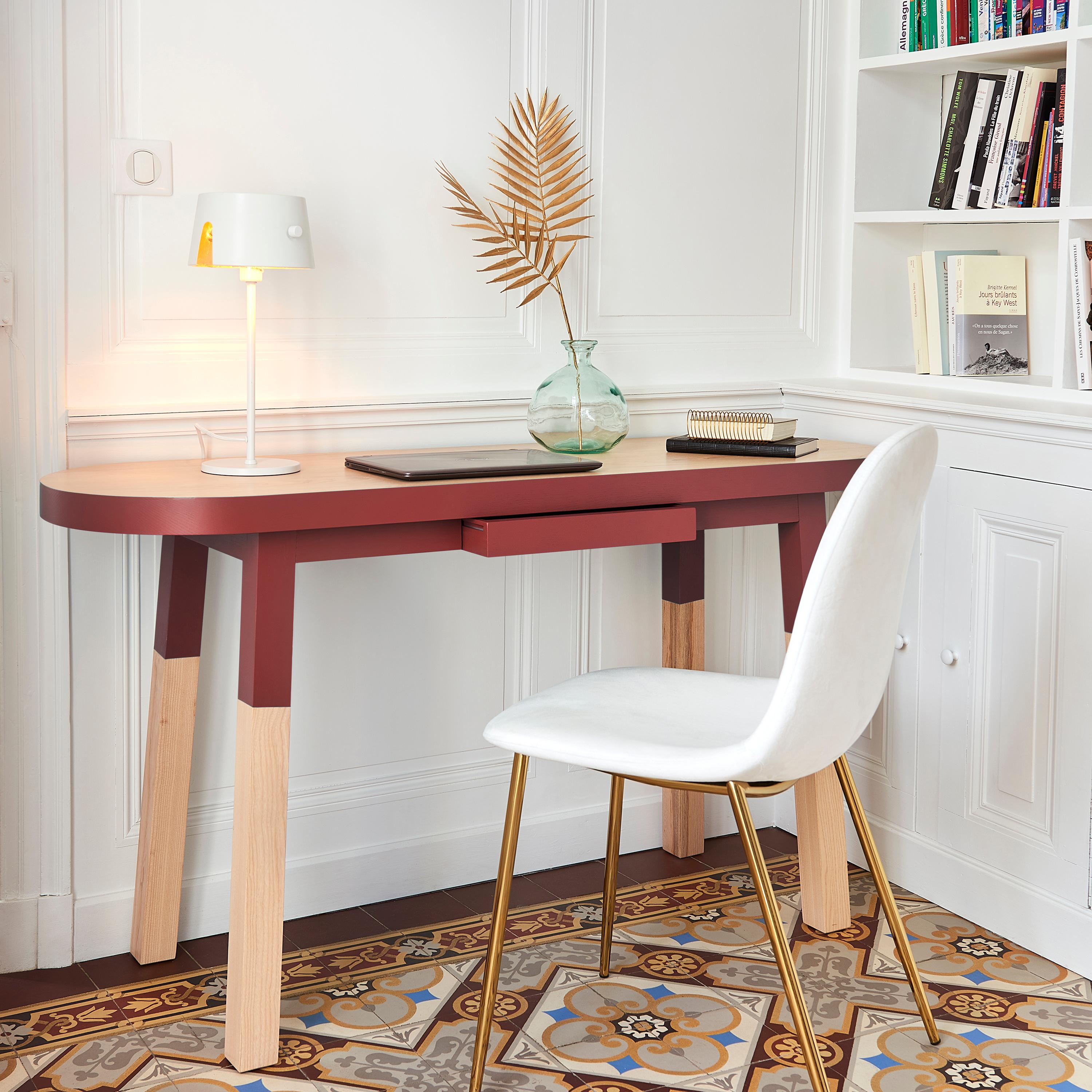 French Design Oval Console Table (or desk) in Solid Wood by Eric Gizard, Paris For Sale 6